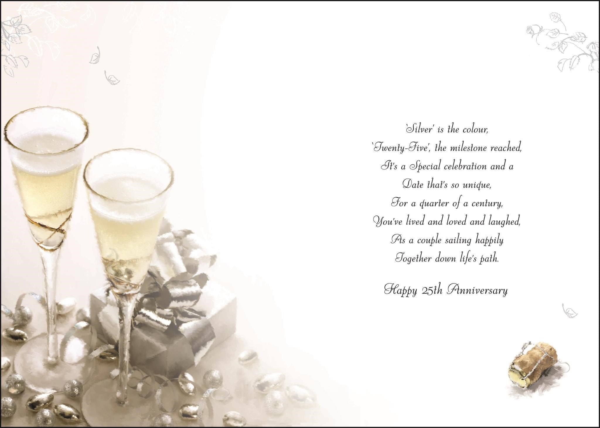 Inside of 25th Silver Anniversary Wishes Greetings Card