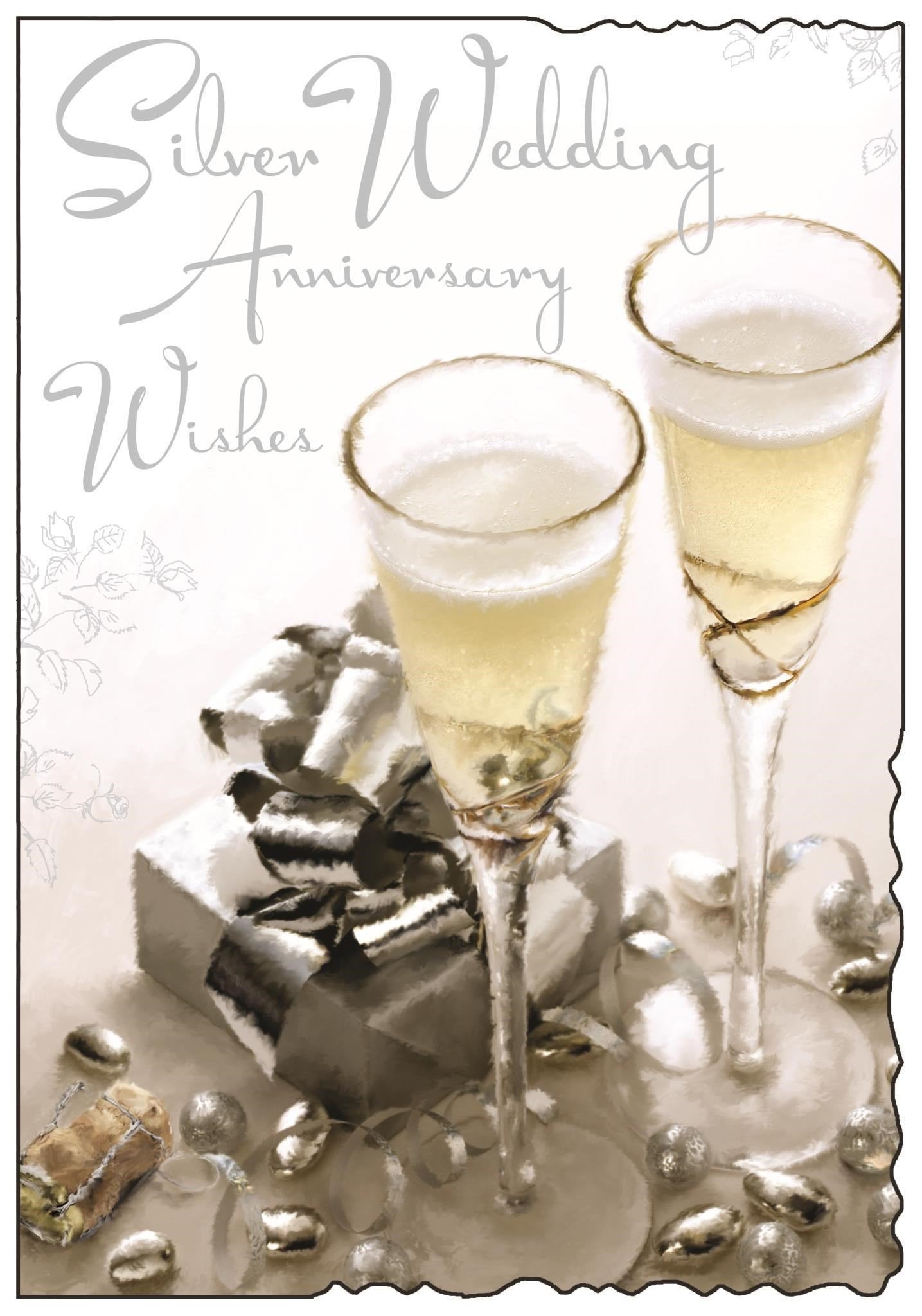 Front of 25th Silver Anniversary Wishes Greetings Card