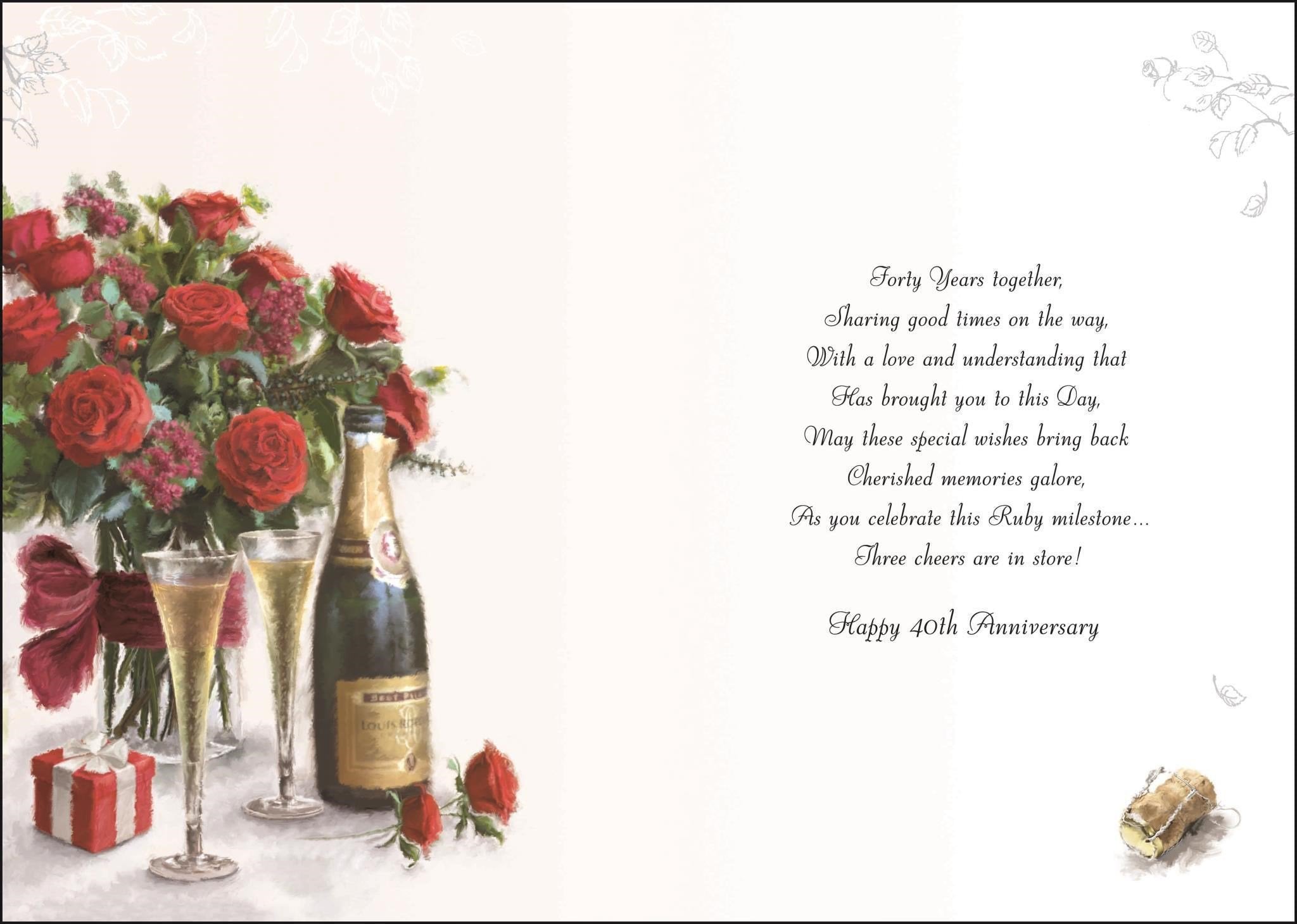 Inside of 40th Ruby Anniversary Wishes Greetings Card