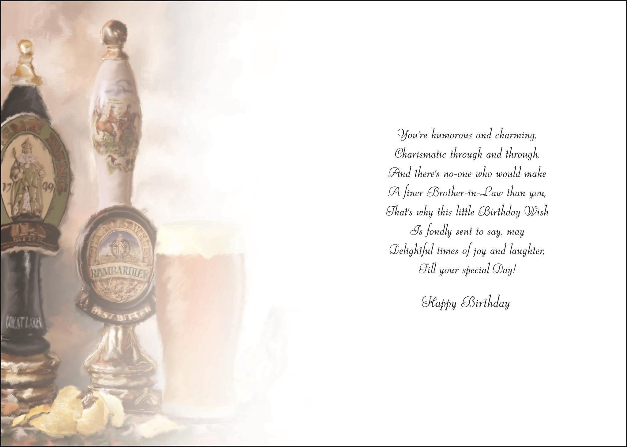 Inside of Brother in Law Birthday Pint Greetings Card