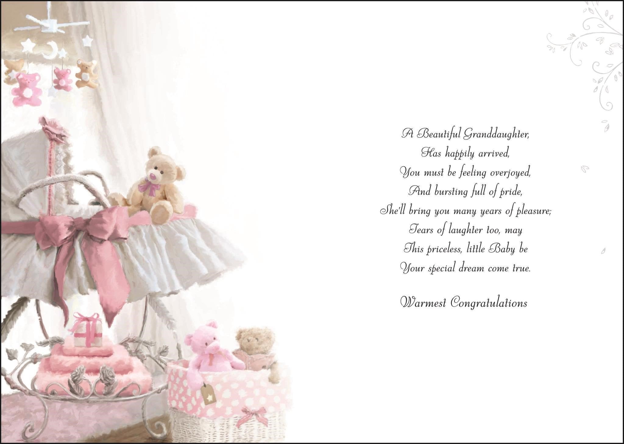 Inside of Congrats New Granddaughter Greetings Card