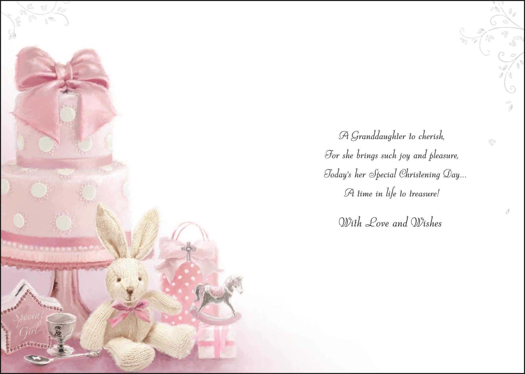 Inside of Christening Granddaughter Greetings Card