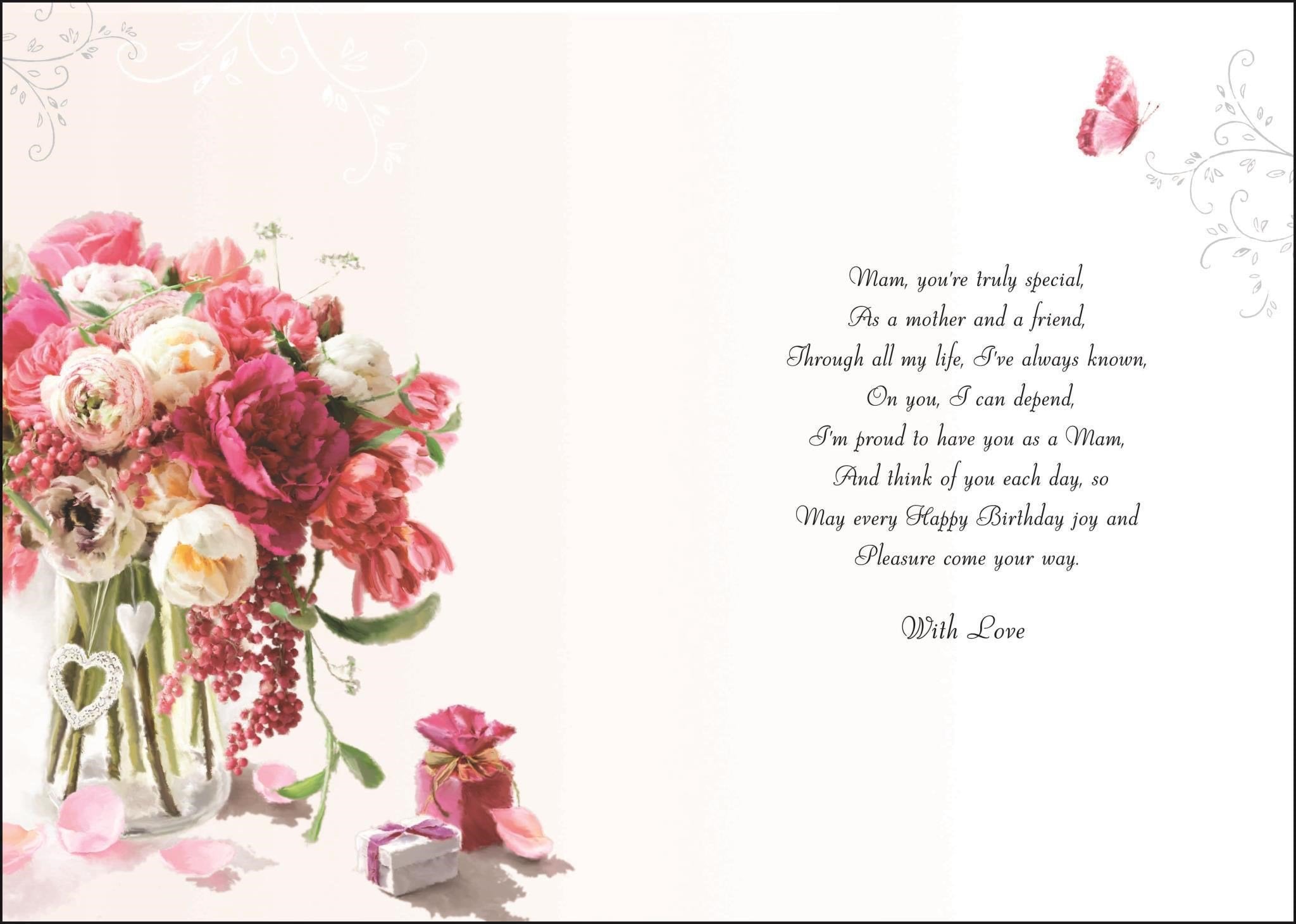 Inside of Mam Birthday Bouquet Greetings Card