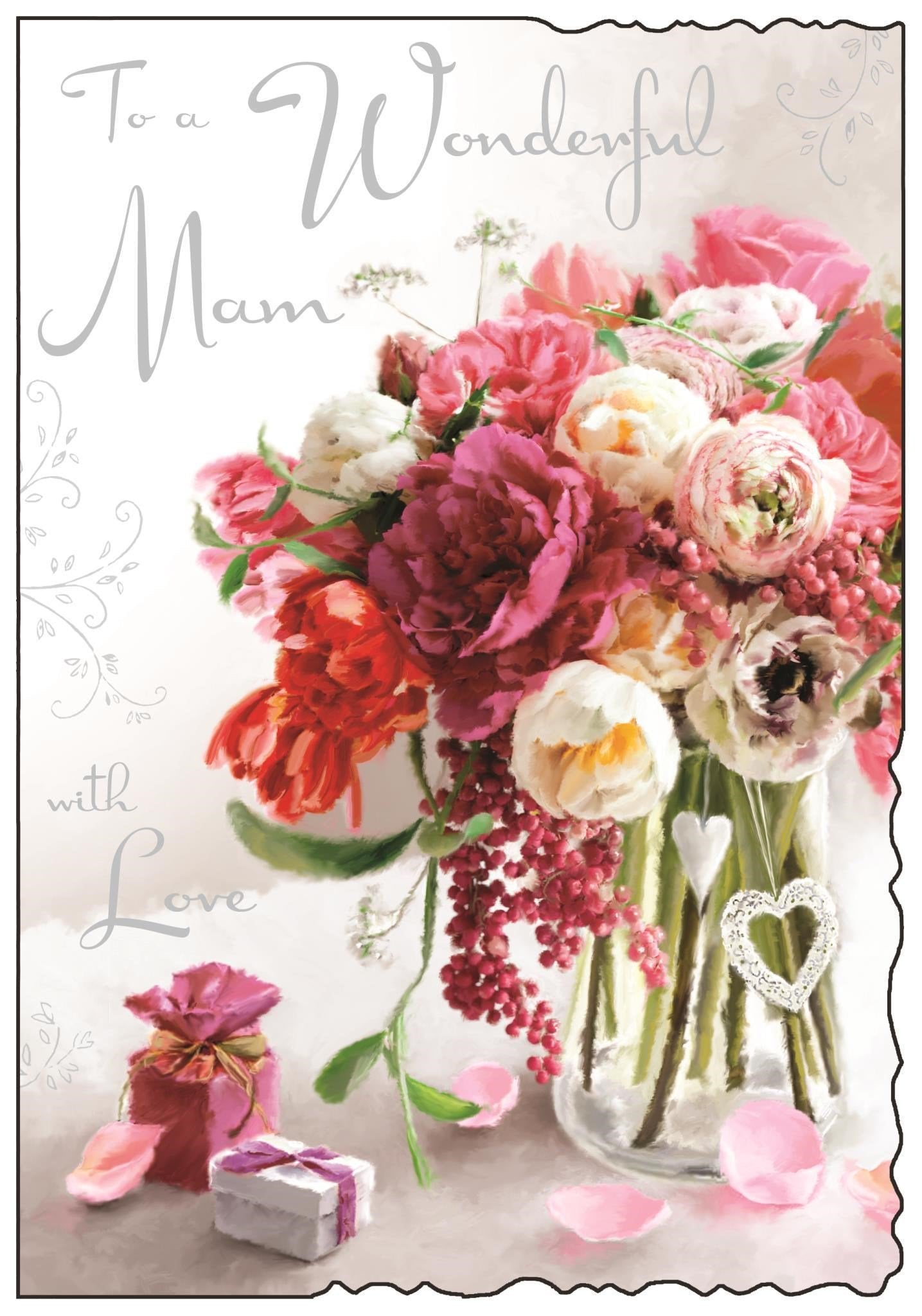 Front of Mam Birthday Bouquet Greetings Card