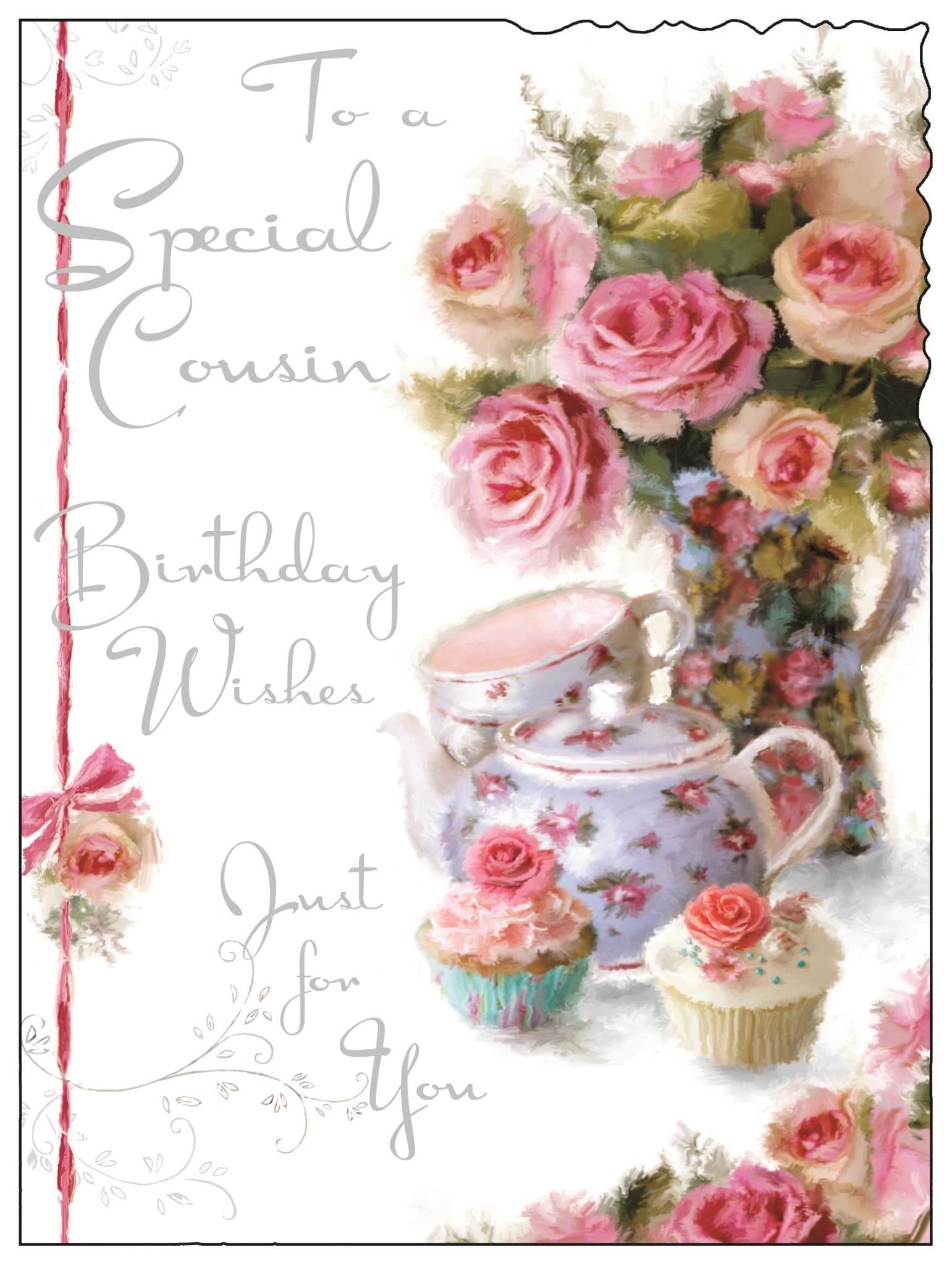 Front of Cousin Birthday Bouquet Greetings Card