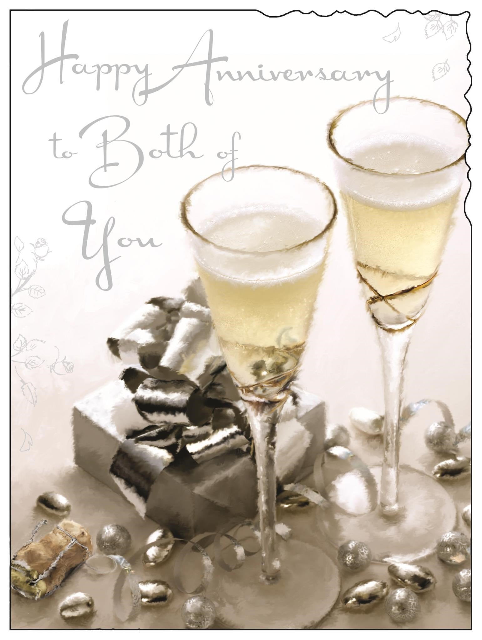 Front of Anniversary Both of You Glasses Greetings Card