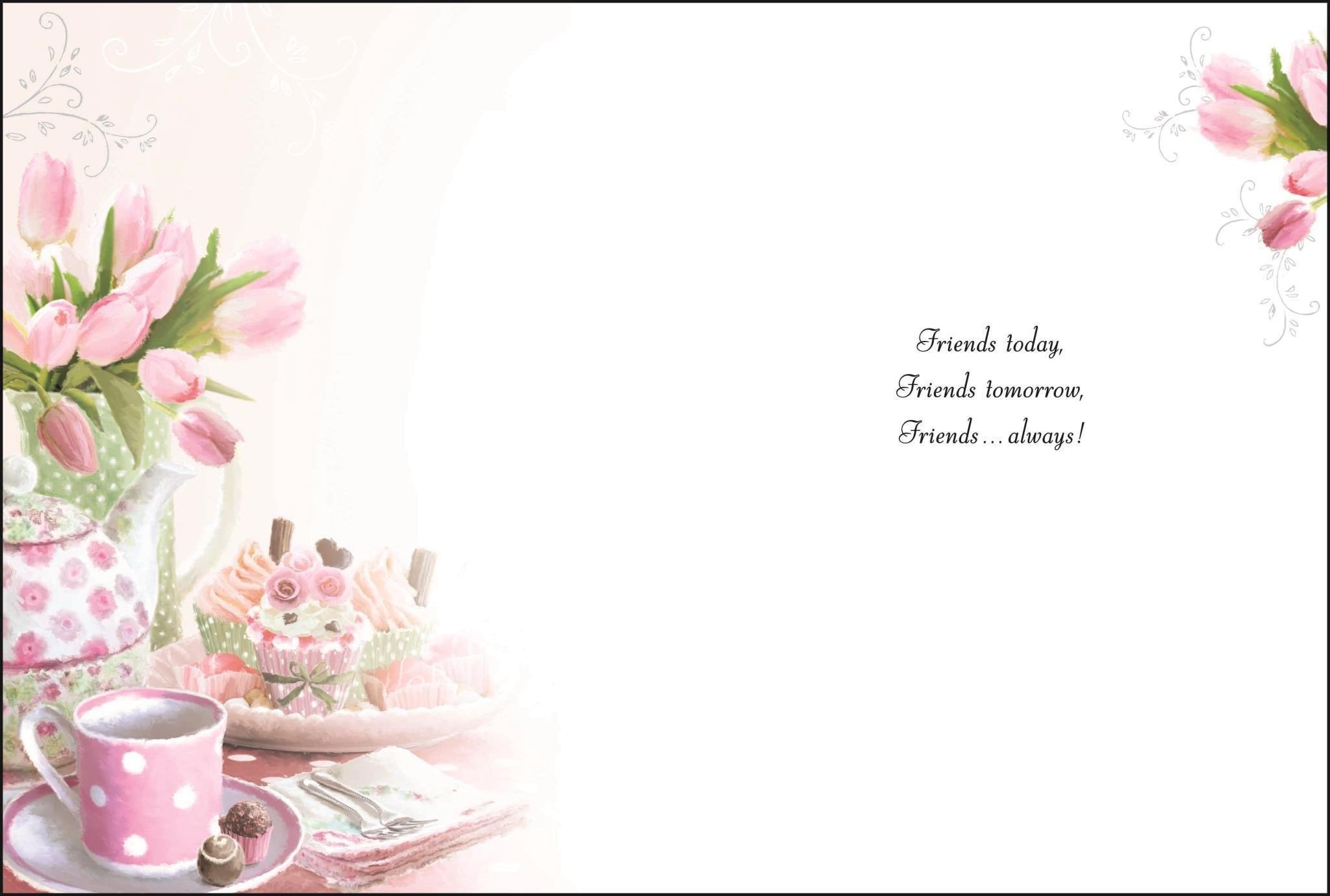 Inside of To Friendship Cakes Greetings Card