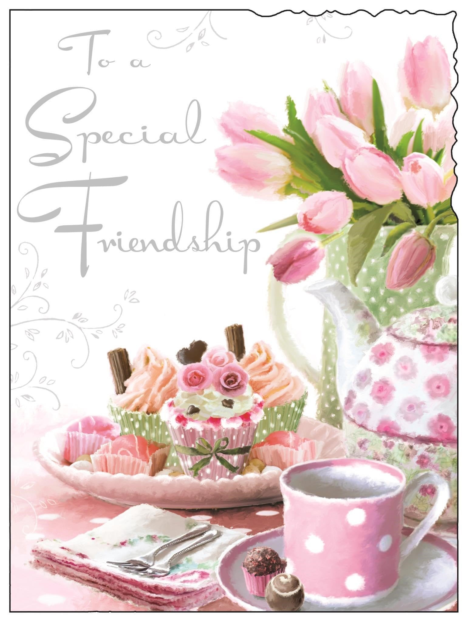 Front of To Friendship Cakes Greetings Card