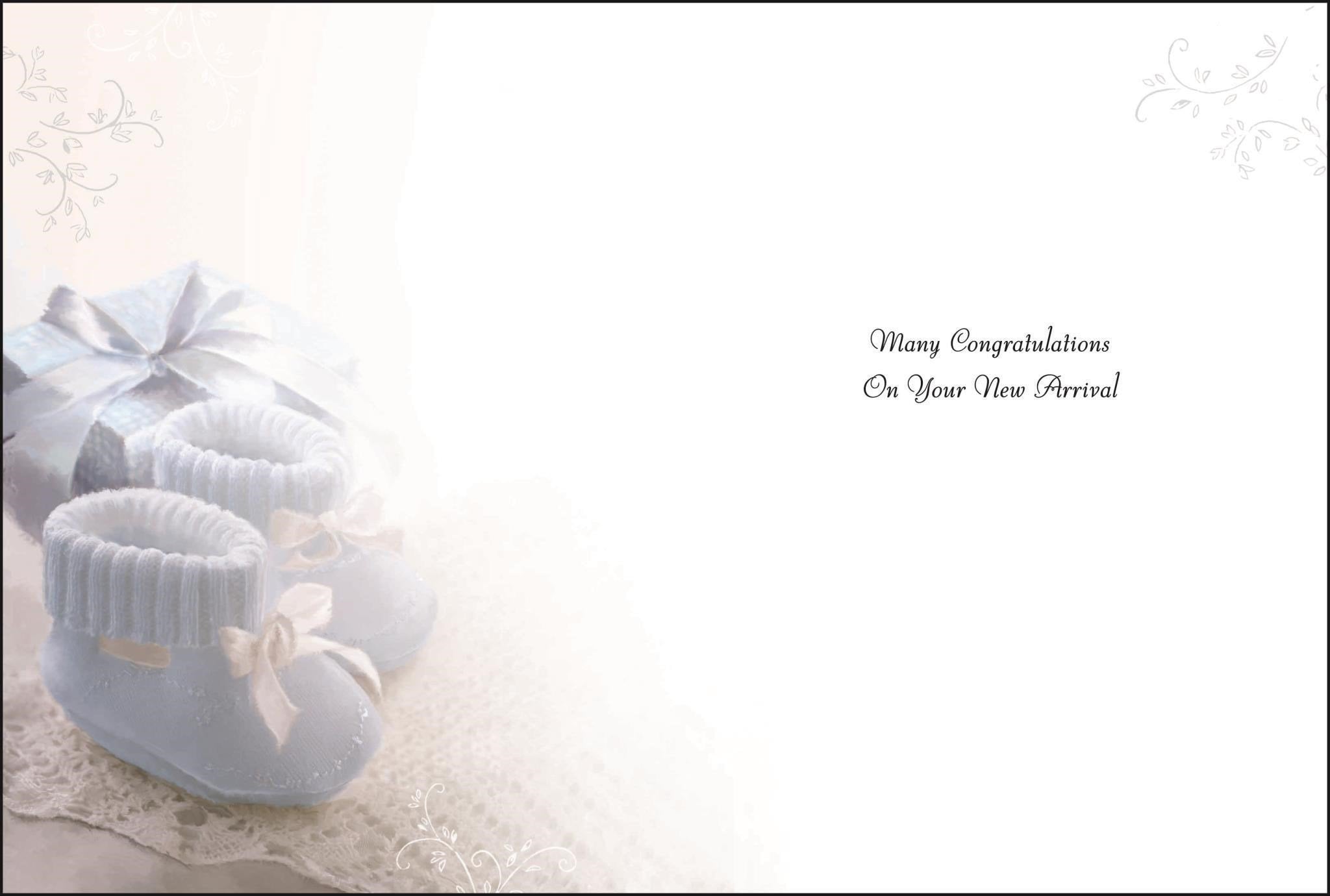 Inside of New Baby Boy Shoes Greetings Card