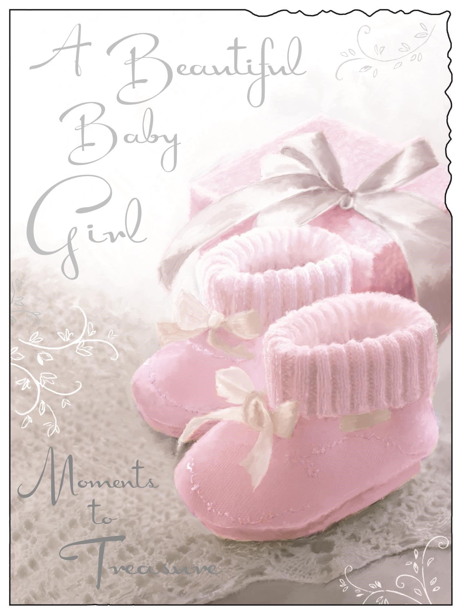 Front of New Baby Girl Shoes Greetings Card