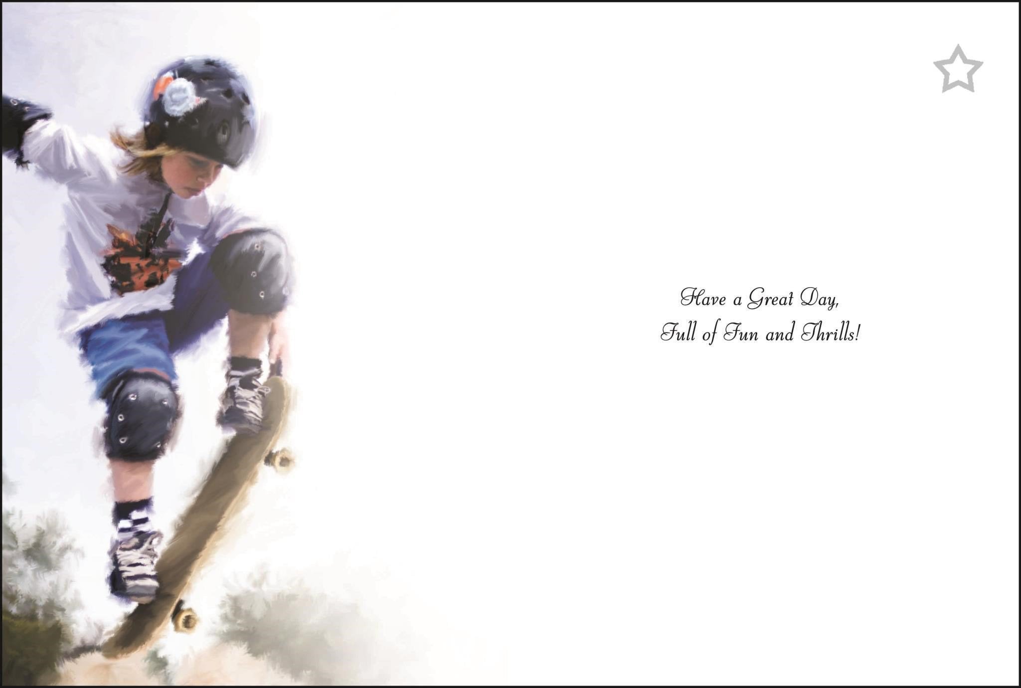 Inside of Great Grandson Birthday Skater Greetings Card