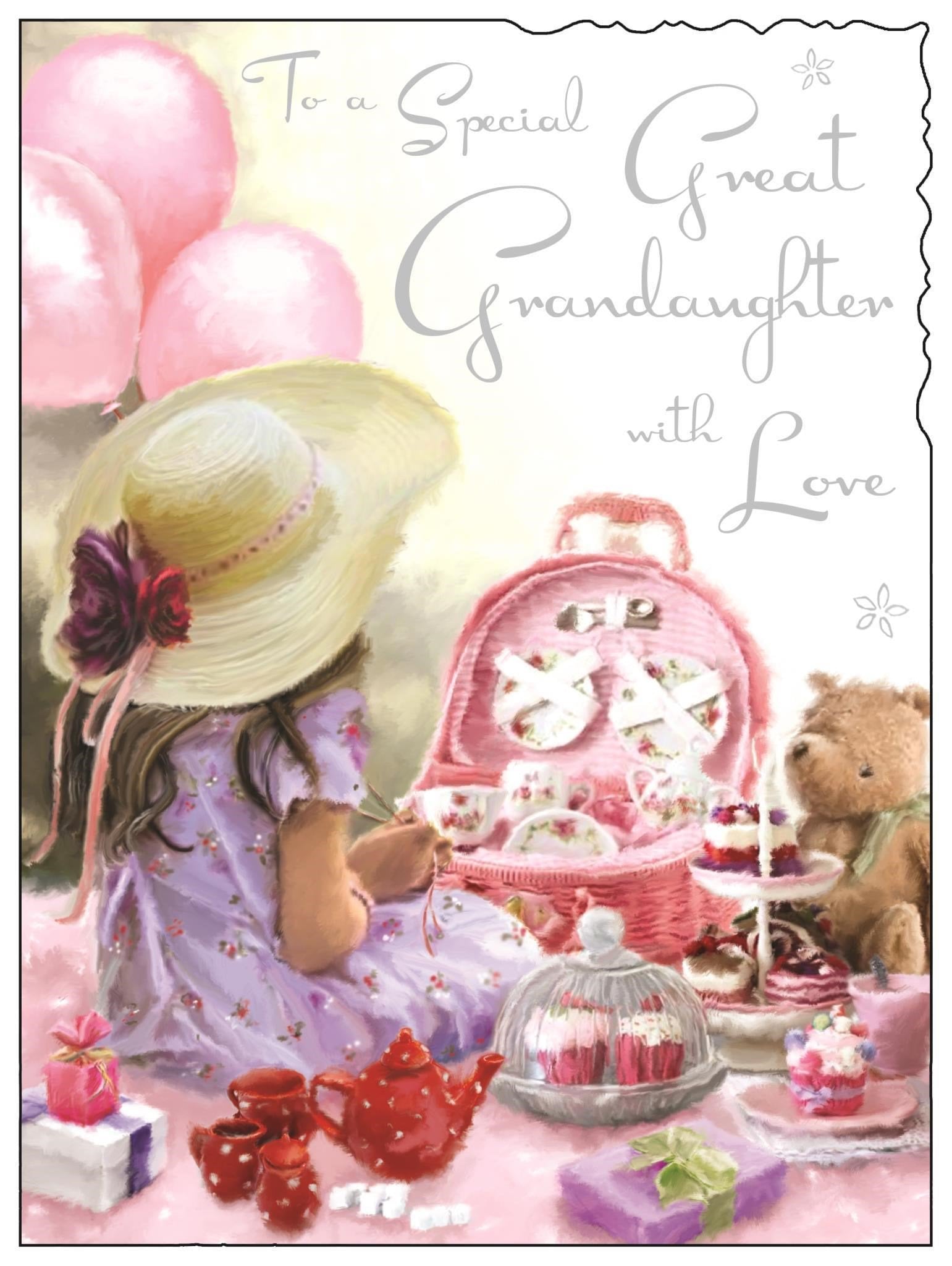 Front of Great Granddaughter Birthday Hamper Greetings Card