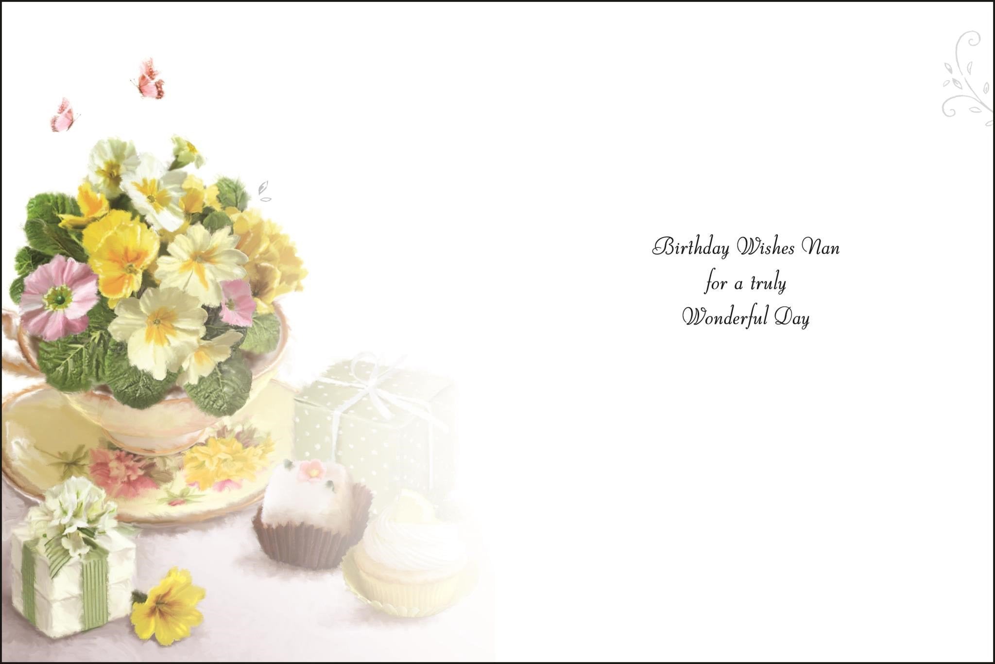 Inside of Nan Birthday Flowers Greetings Card
