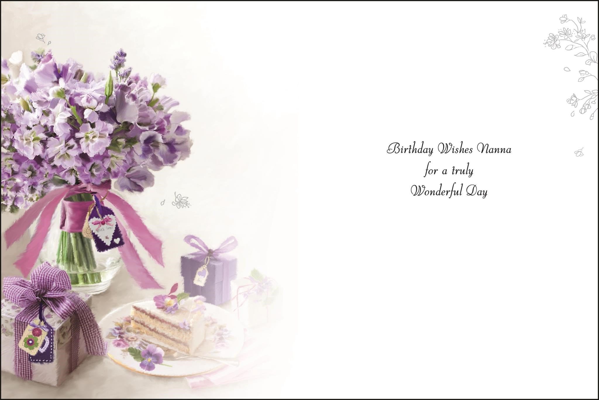 Inside of Nanna Birthday Flowers Greetings Card