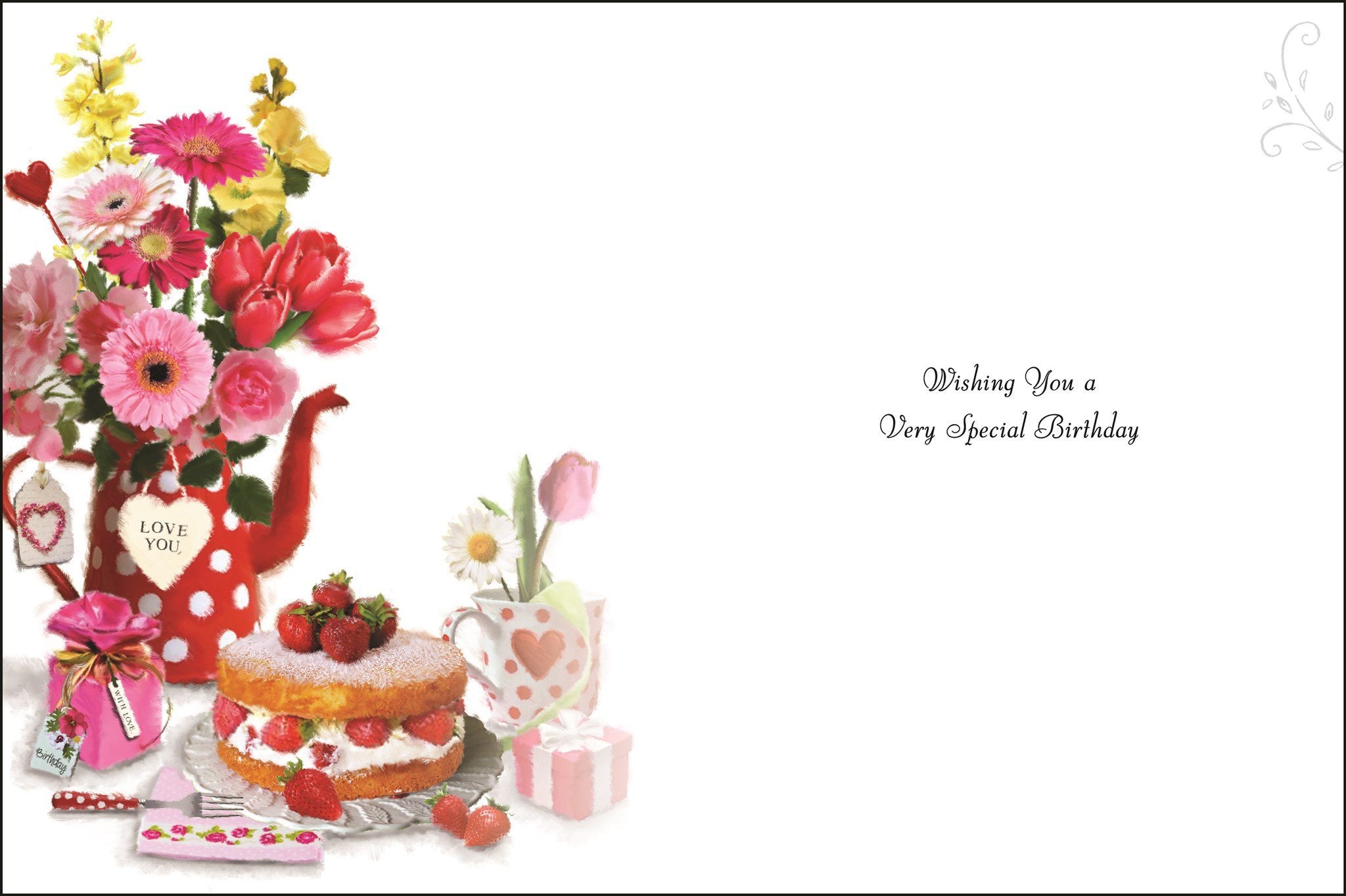 Inside of Gran Birthday Flowers Greetings Card
