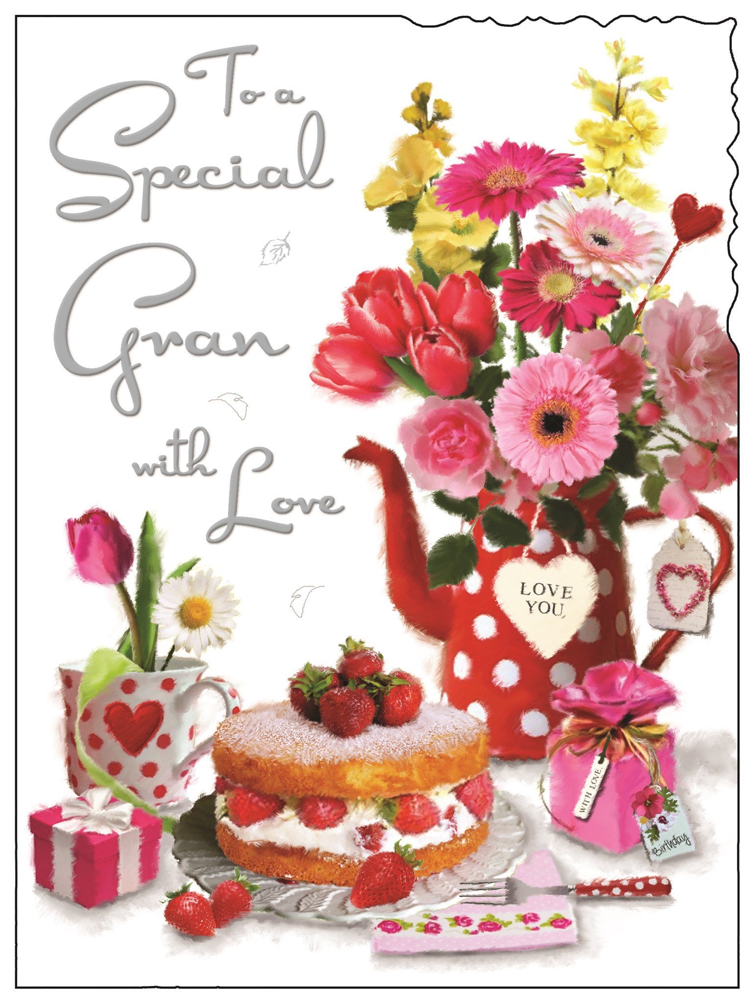 Front of Gran Birthday Flowers Greetings Card