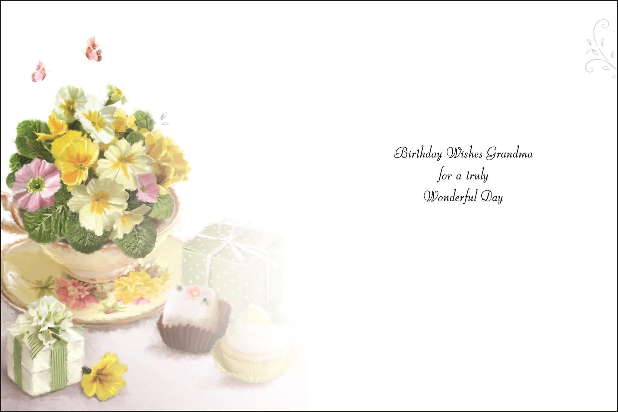 Inside of Grandma Birthday Flowers Greetings Card