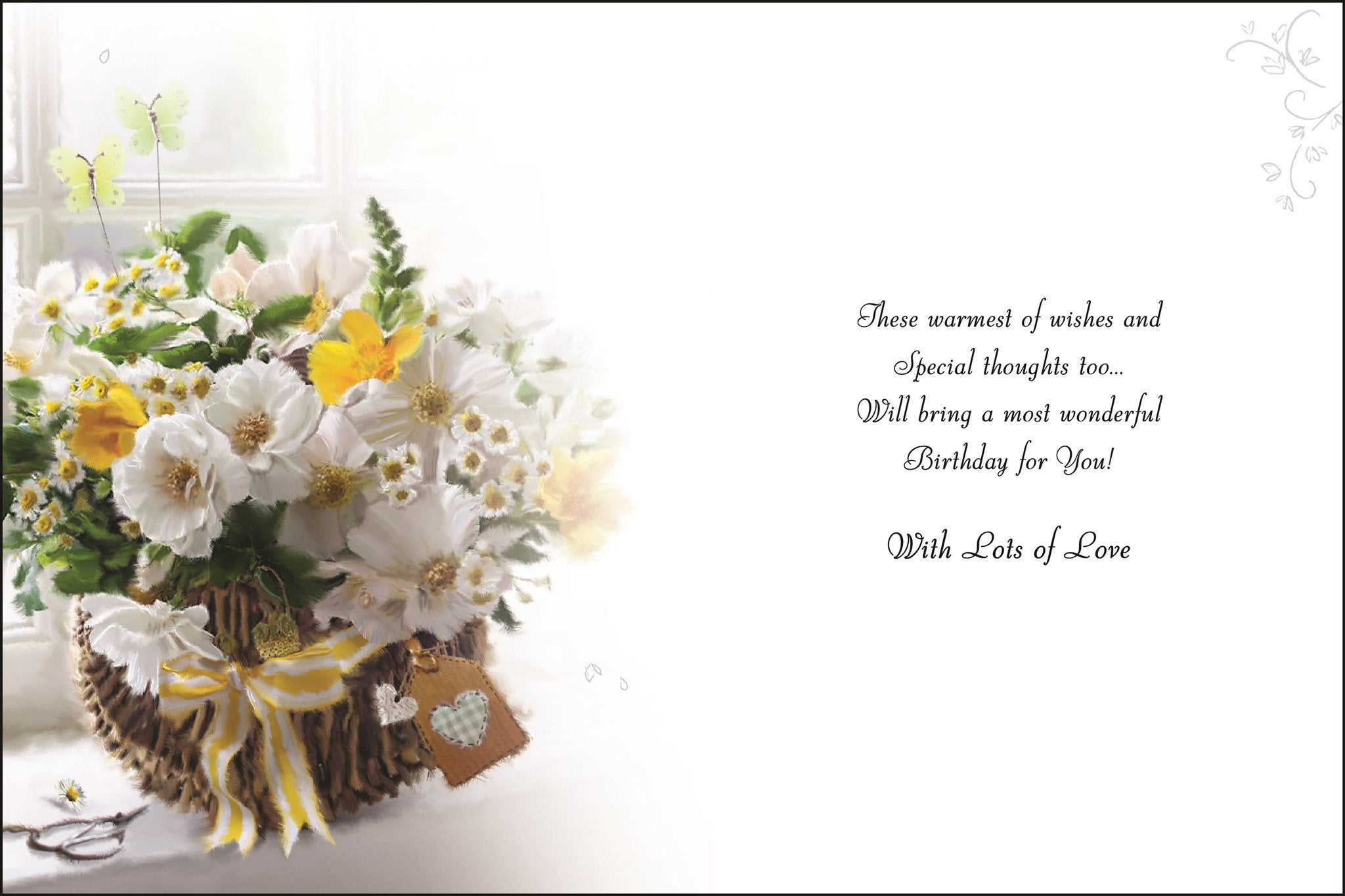 Inside of Great Grandma Birthday Flowers Greetings Card