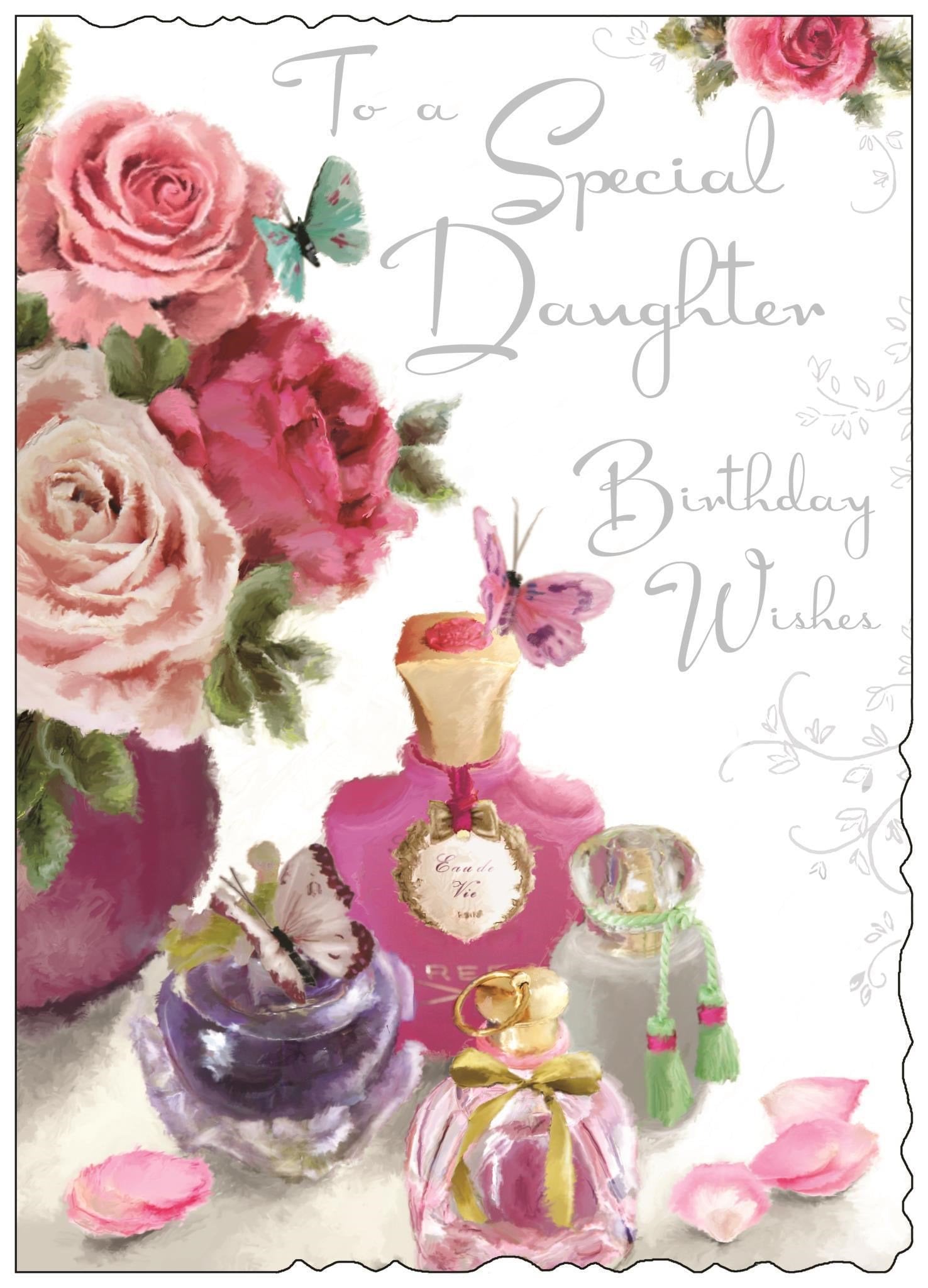 Front of Daughter Birthday Perfume Greetings Card
