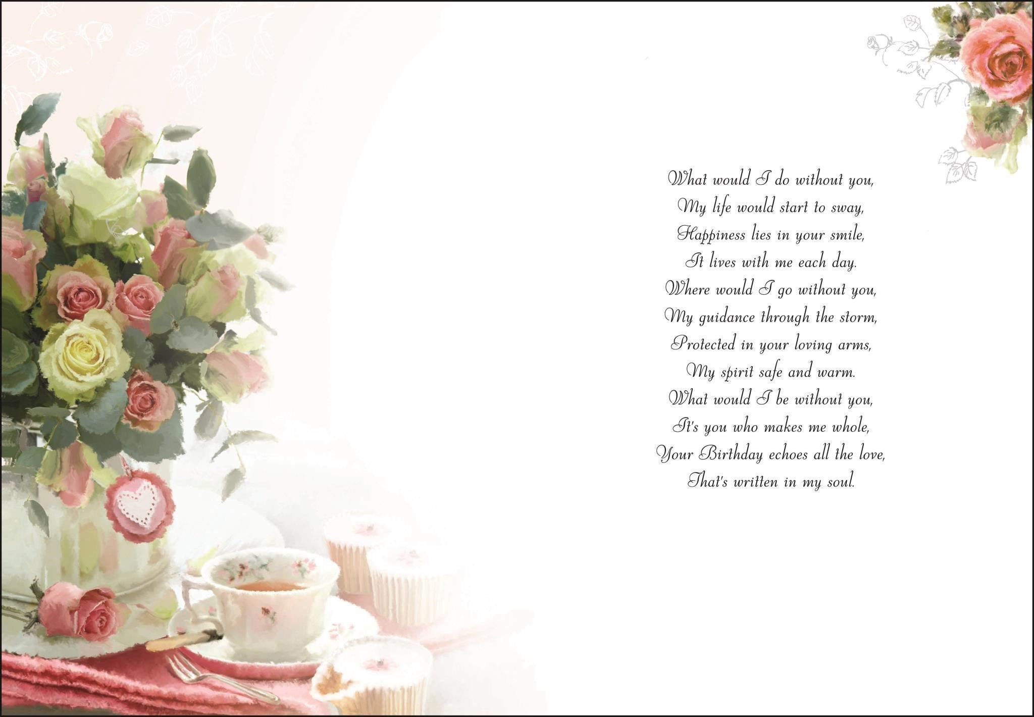 Inside of Wife Birthday Flowers Vase Greetings Card