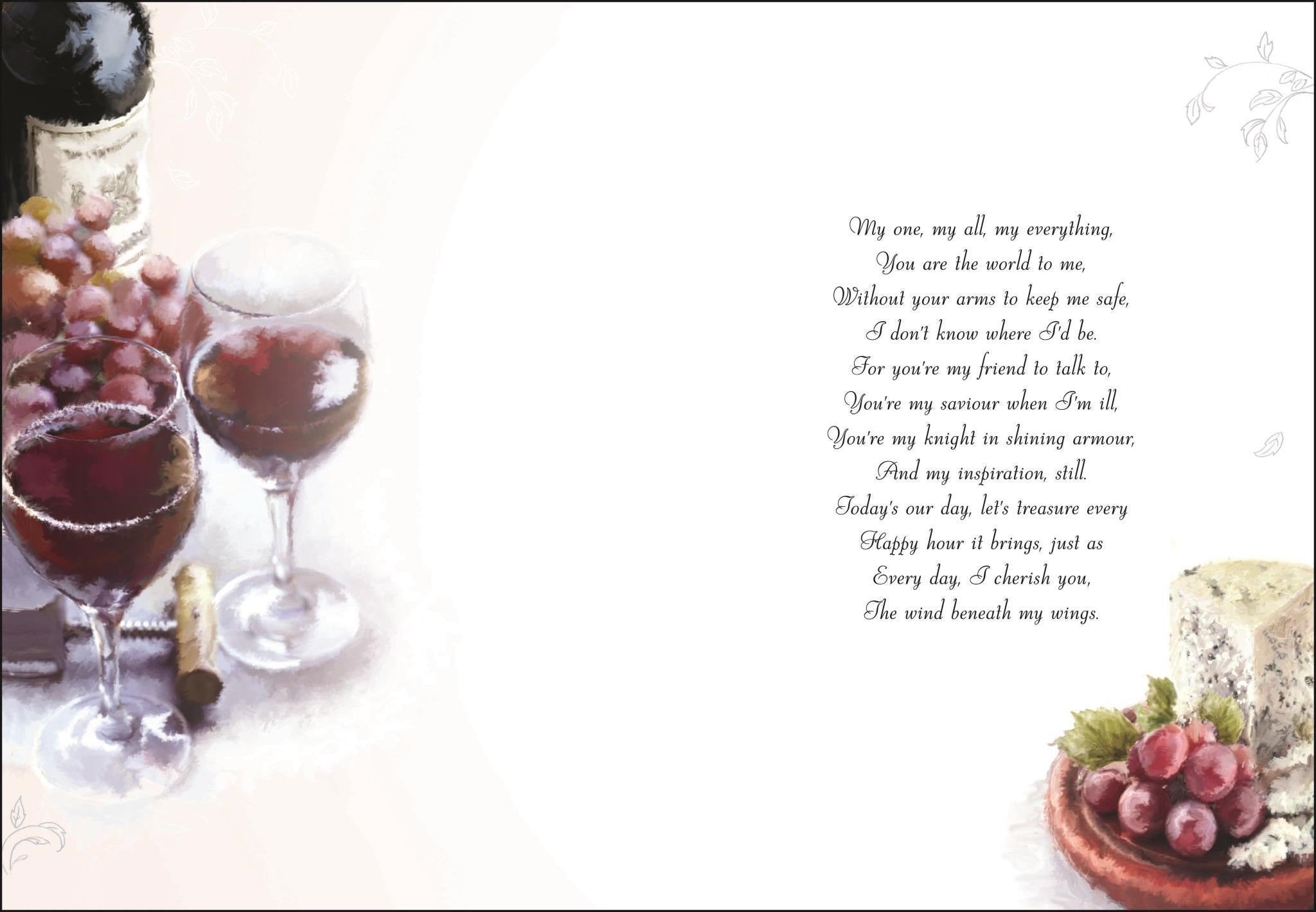 Inside of Anniversary Husband Food Drink Greetings Card