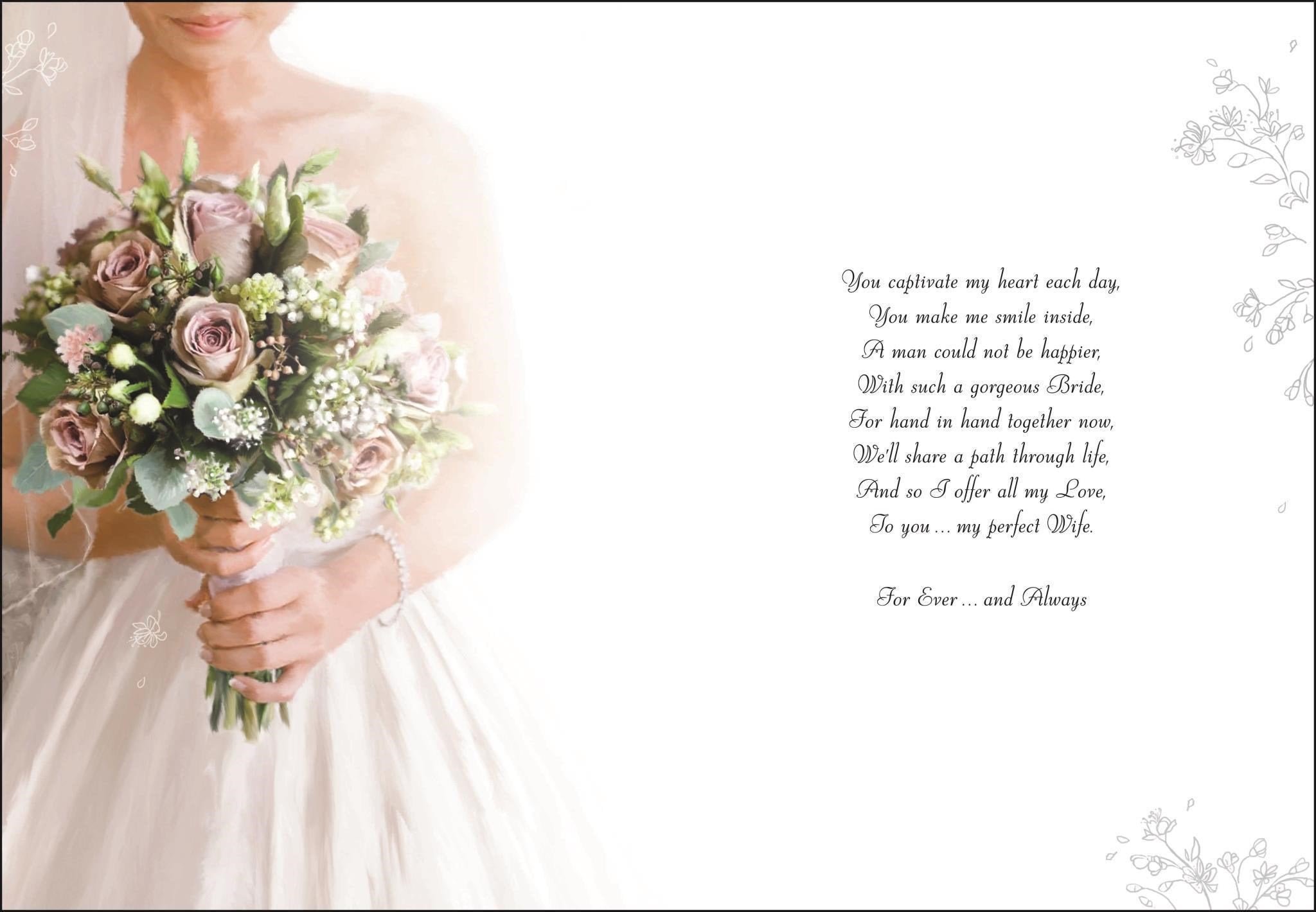 Inside of Wedding Bride Bouquet Greetings Card