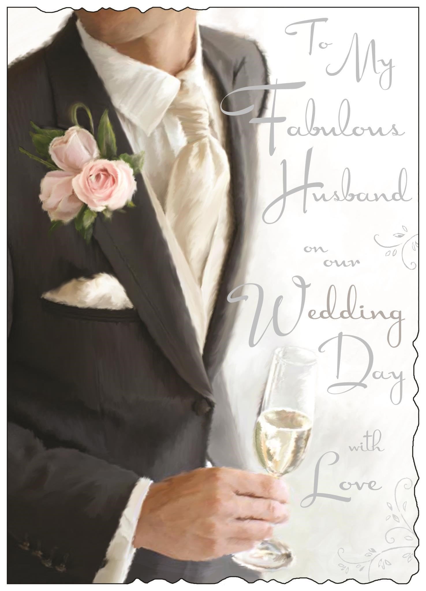 Front of Wedding Day Husband  Greetings Card