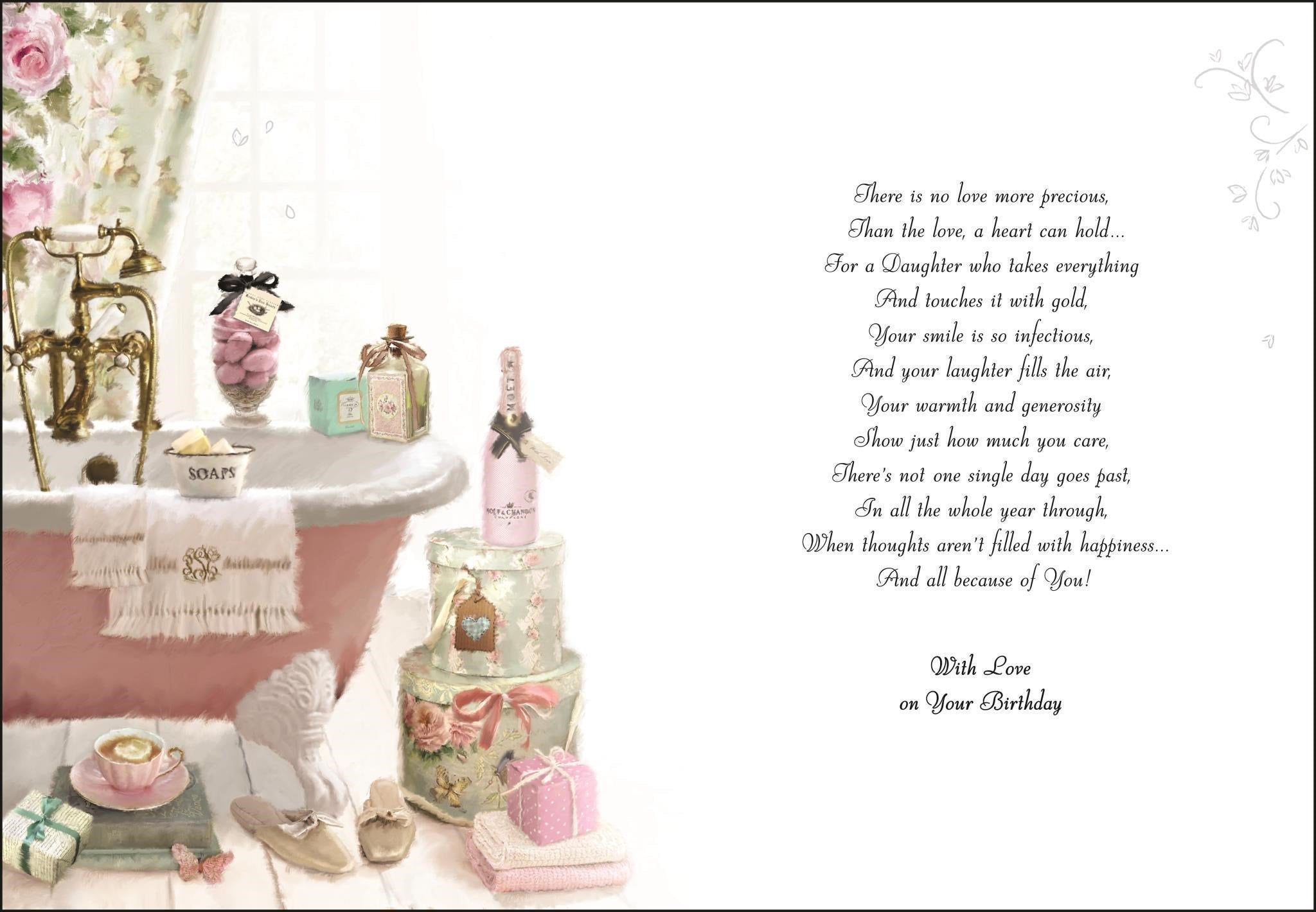 Inside of Daughter Birthday Bathroom Greetings Card