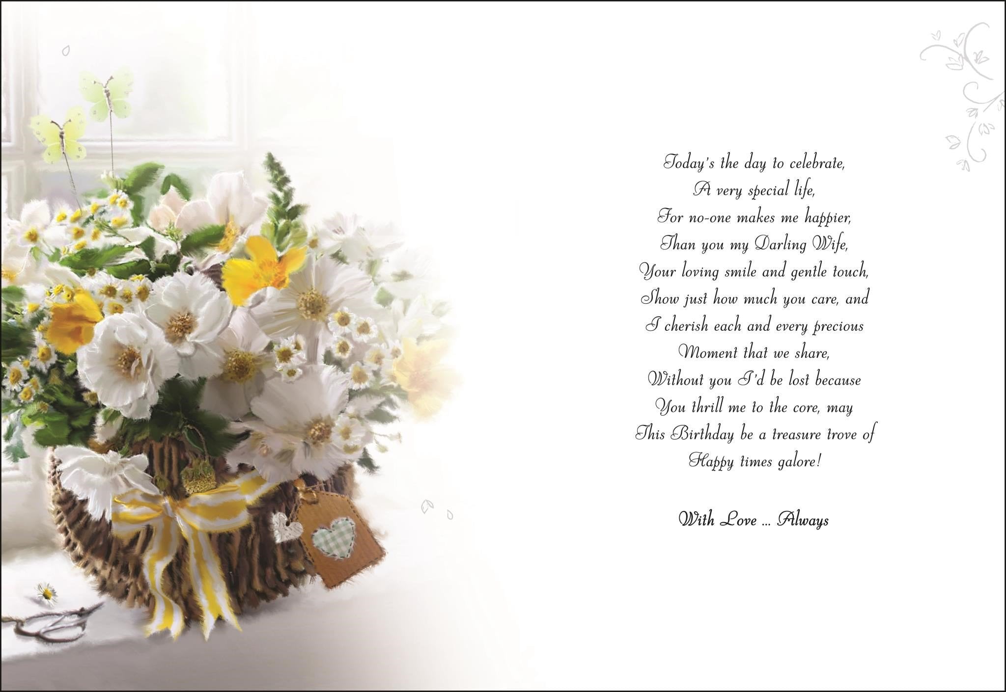 Inside of Wife Birthday Basket Greetings Card