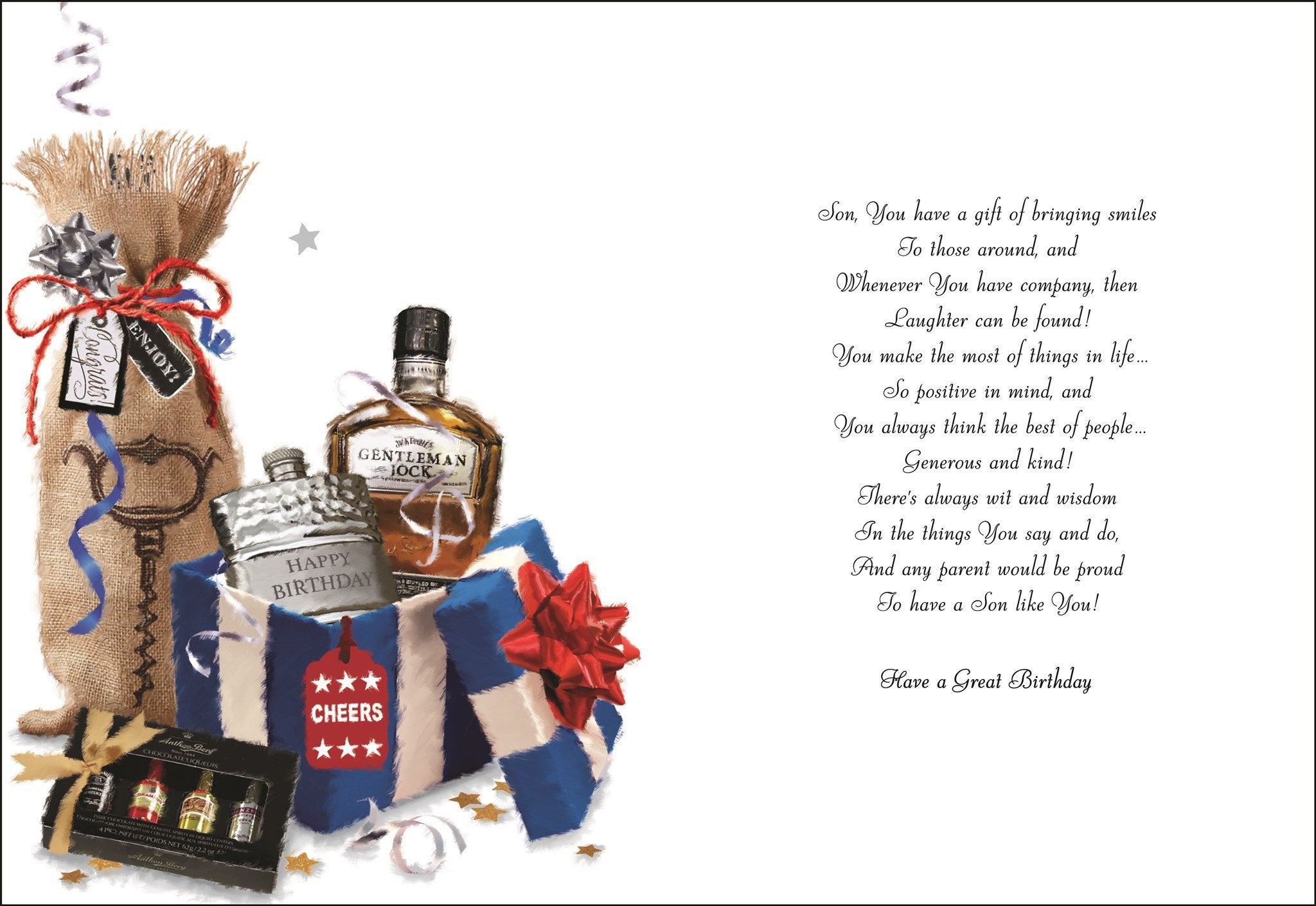 Inside of Son Birthday Hip Flask Greetings Card