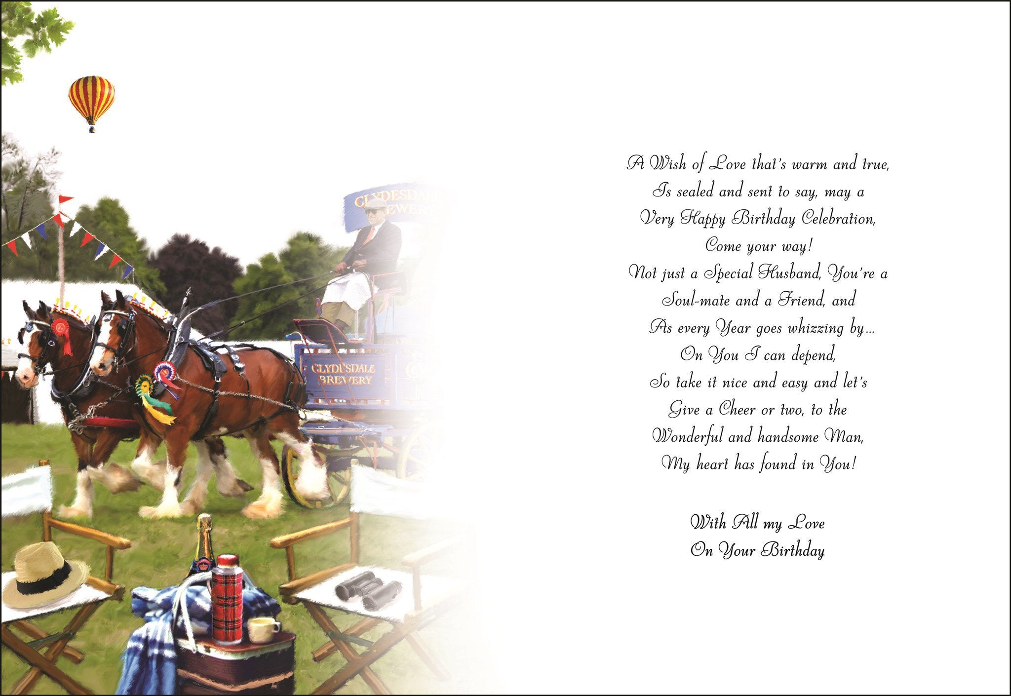Inside of Husband Dray Wagon Greetings Card