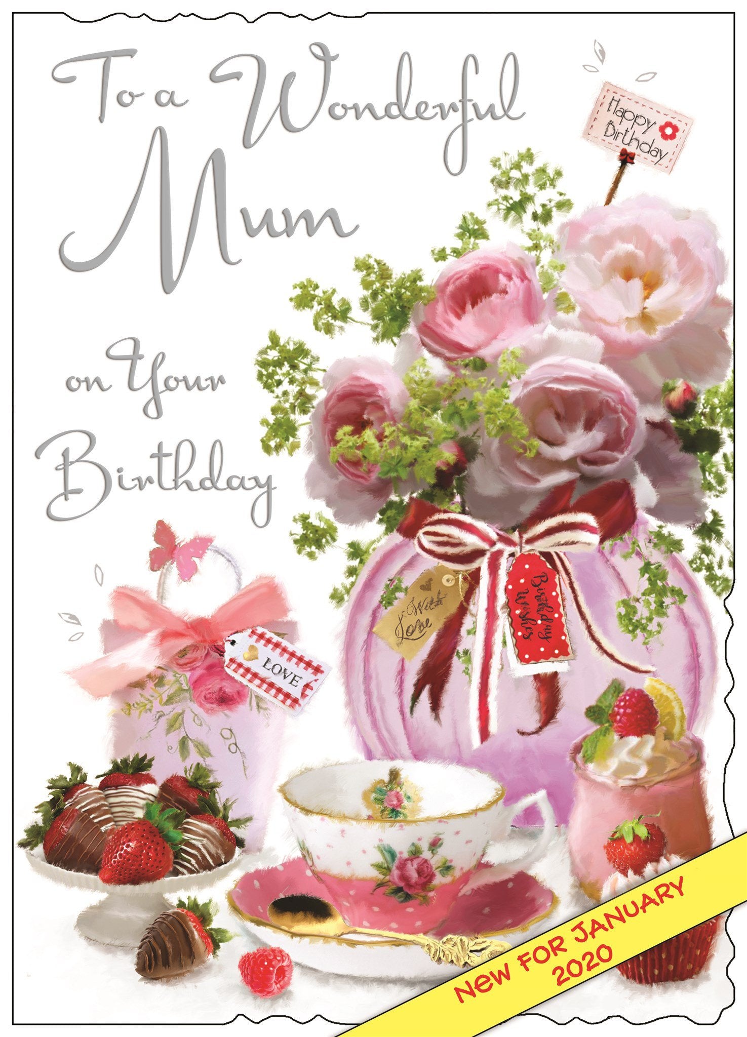 Front of Mum Birthday Choc Strawberries Greetings Card