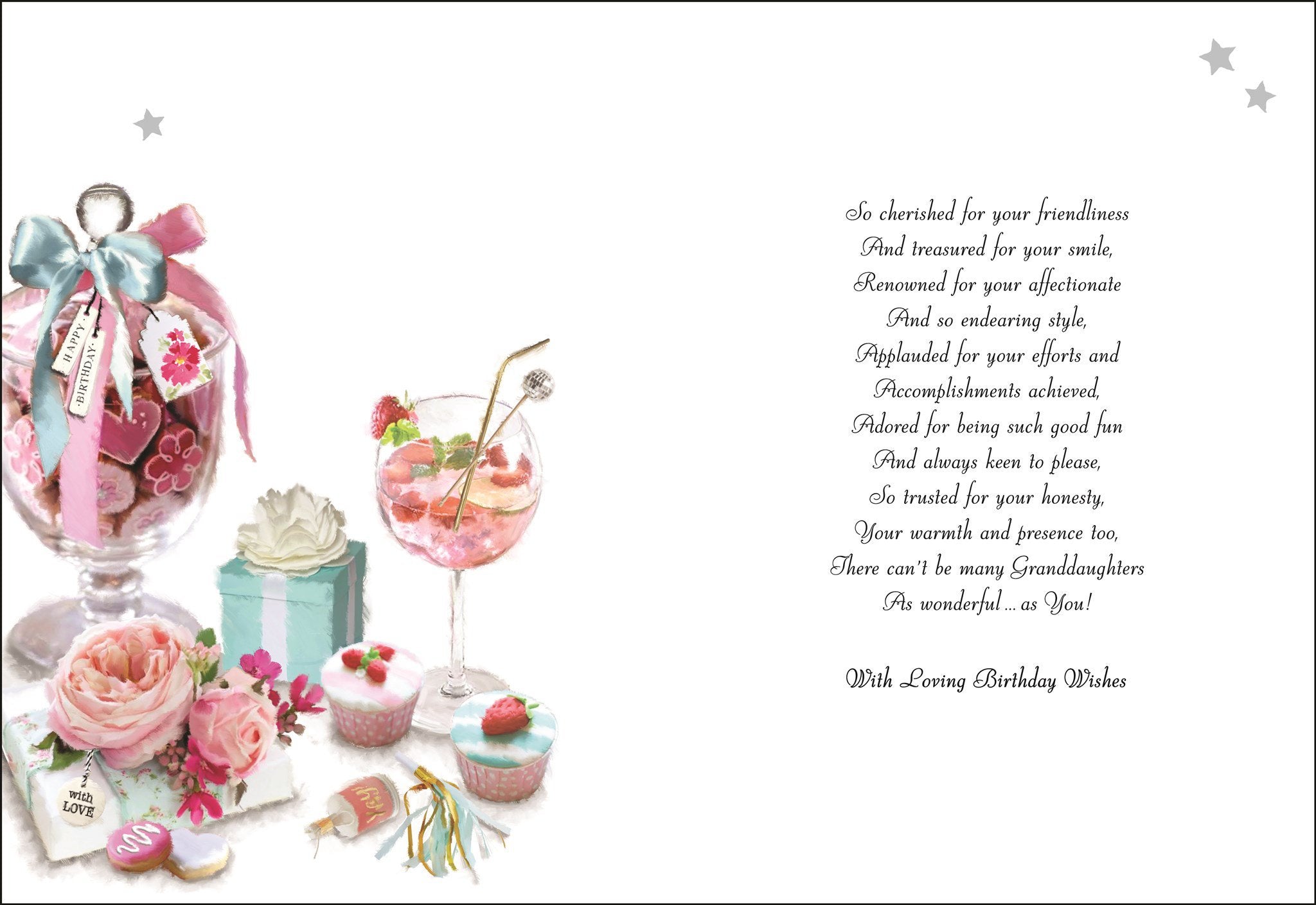 Inside of Granddaughter Birthday Biscuit Jar Greetings Card