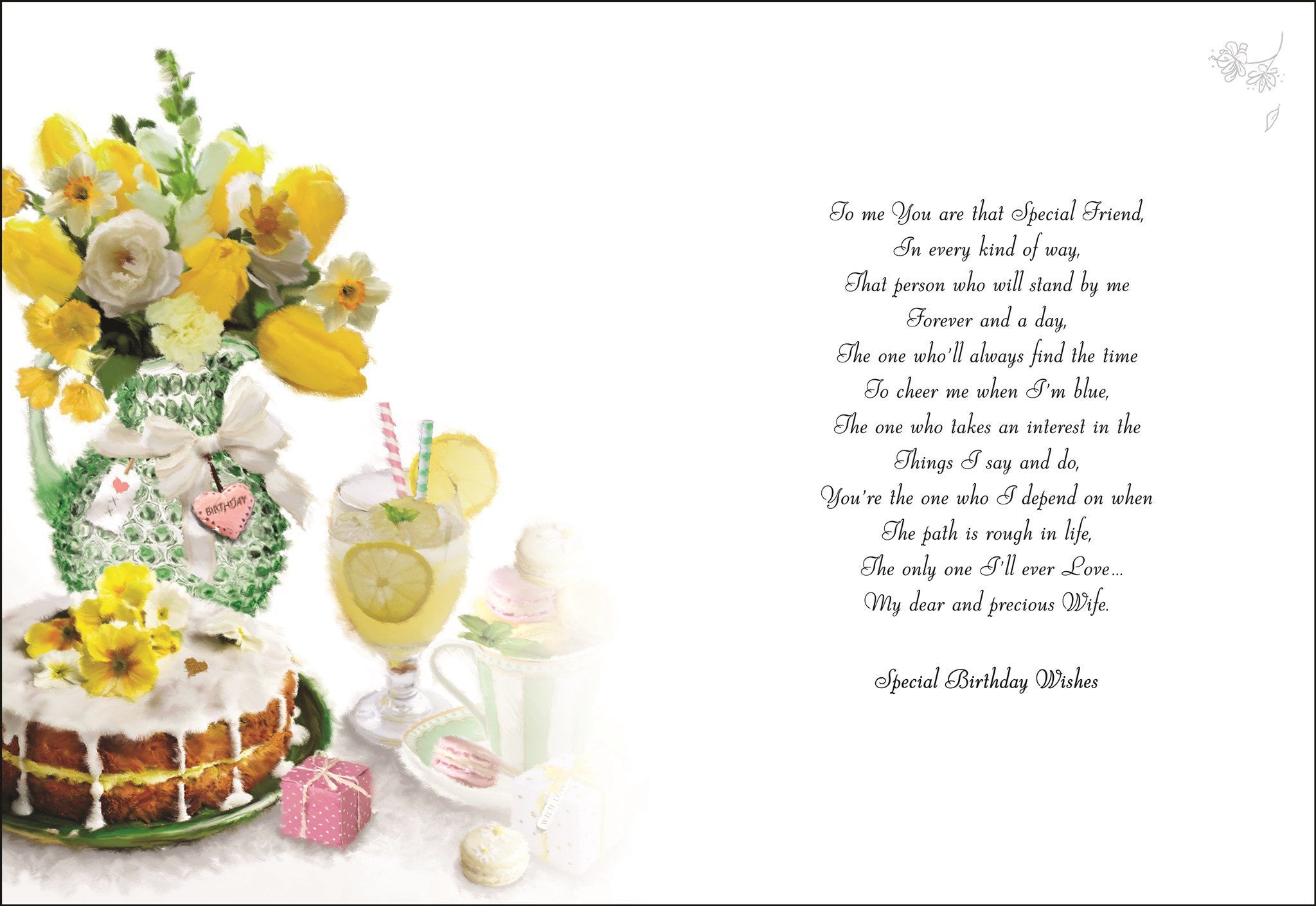 Inside of Wife Birthday Lemon Cake Greetings Card