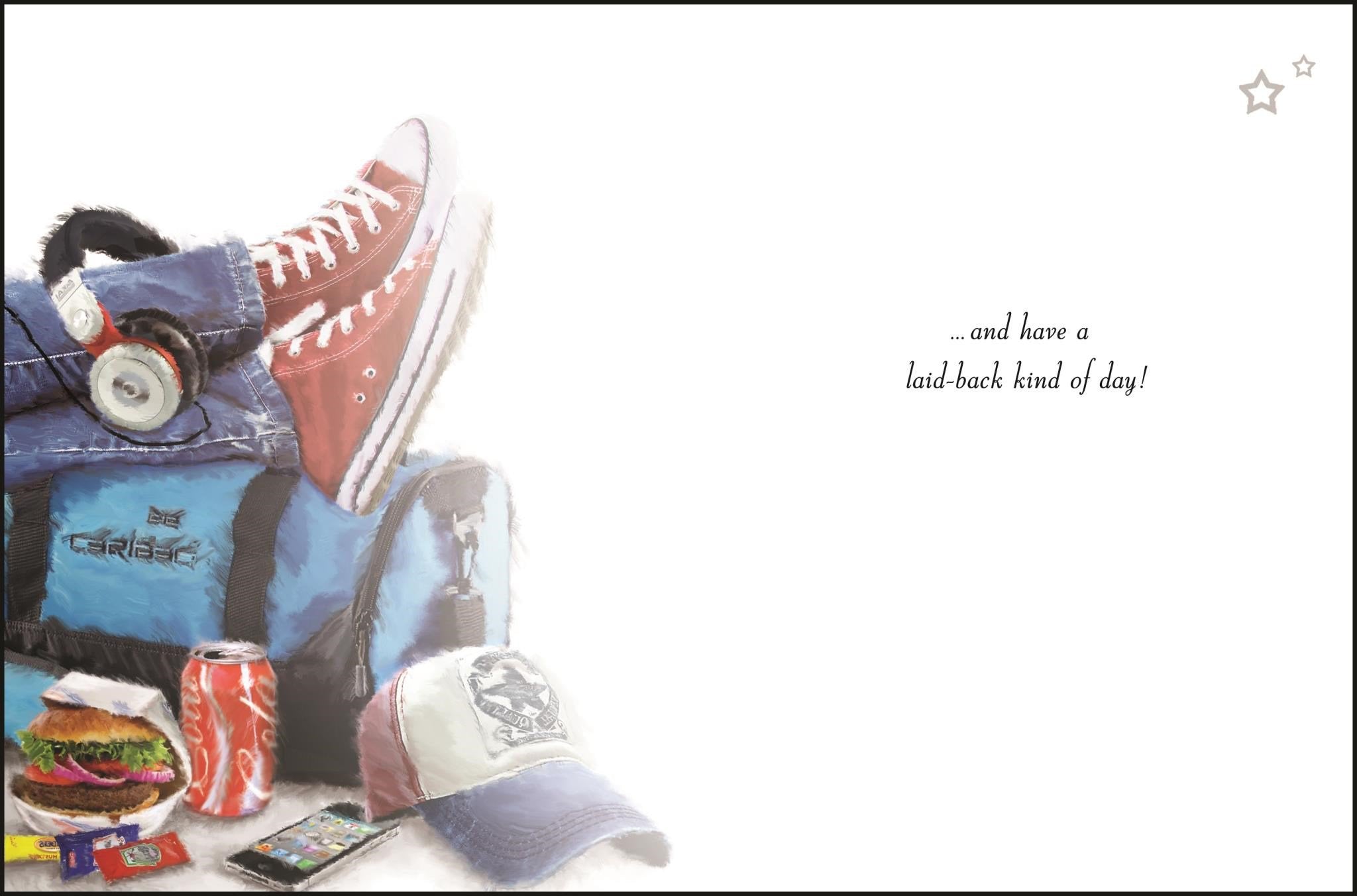 Inside of Open Male Birthday Sports Bag Greetings Card