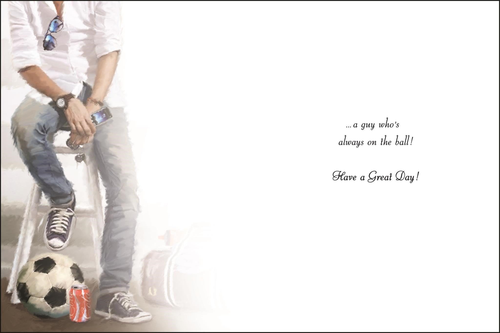Inside of Open Male Birthday Stool Greetings Card