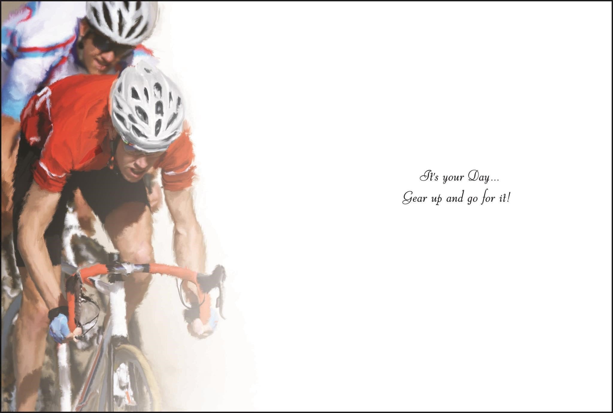 Inside of Open Male Birthday Cyclist Greetings Card