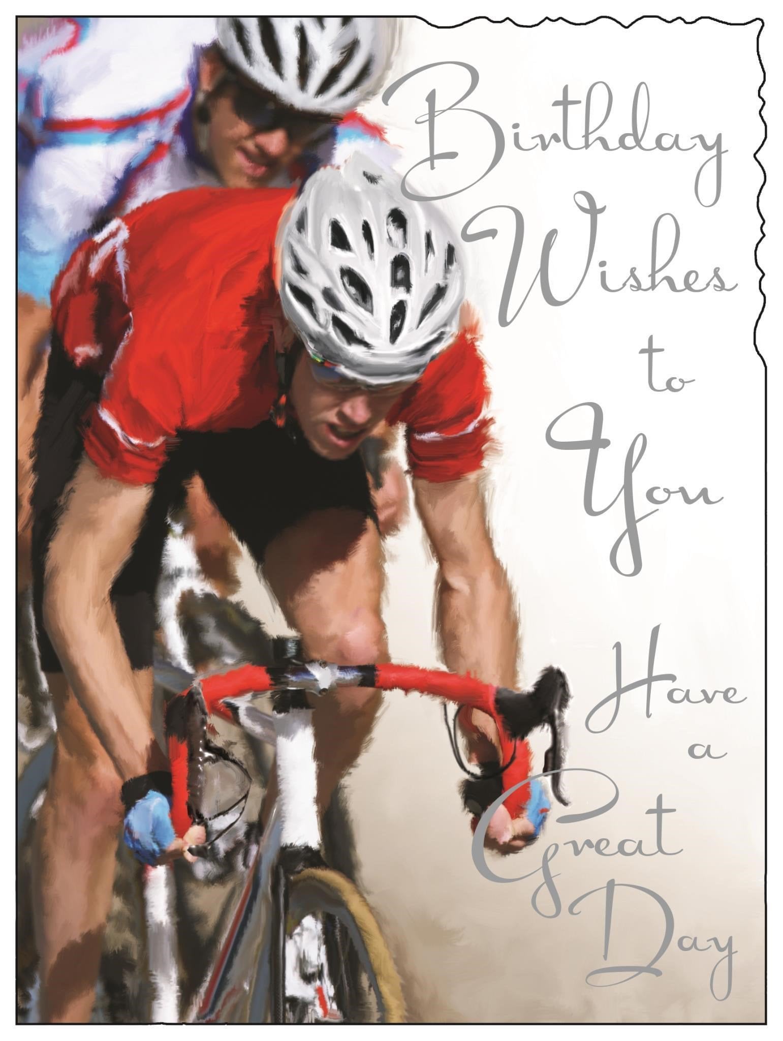 Front of Open Male Birthday Cyclist Greetings Card