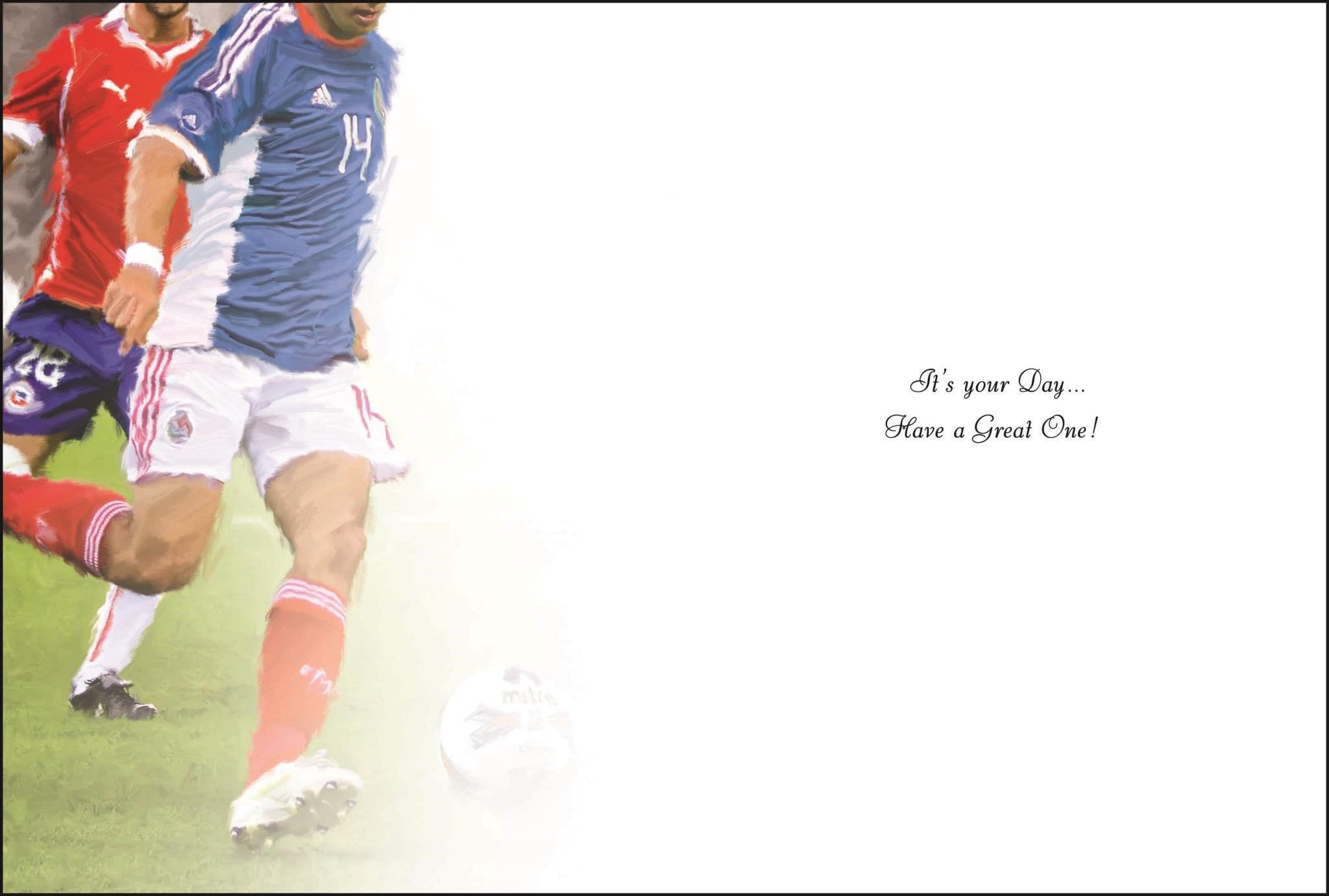 Inside of Open Male Birthday Football Men Greetings Card