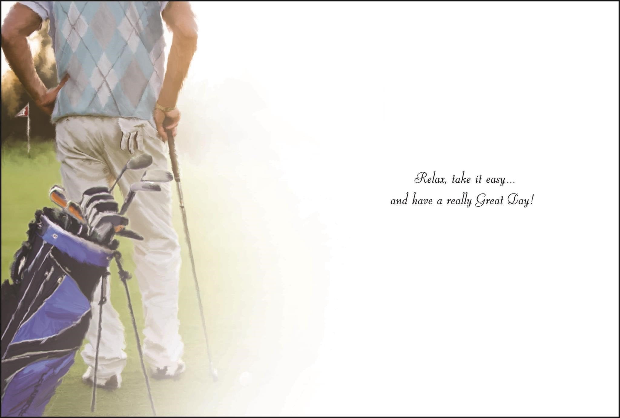 Inside of Open Male Birthday Golfer Greetings Card