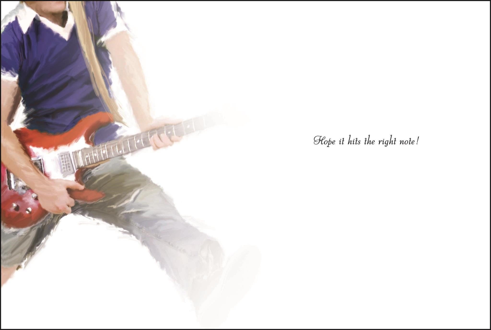 Inside of Open Male Birthday Guitar Greetings Card