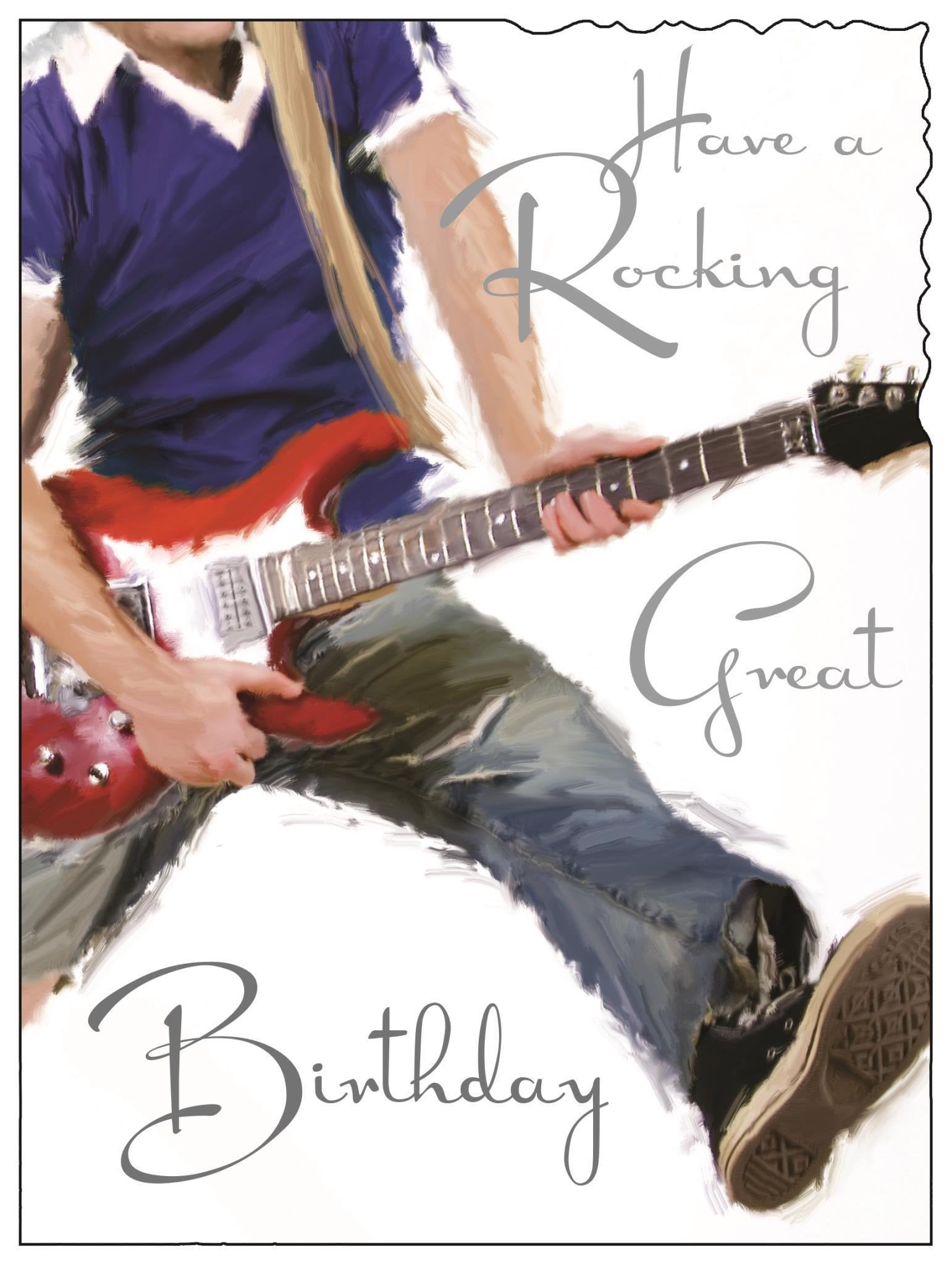 Front of Open Male Birthday Guitar Greetings Card