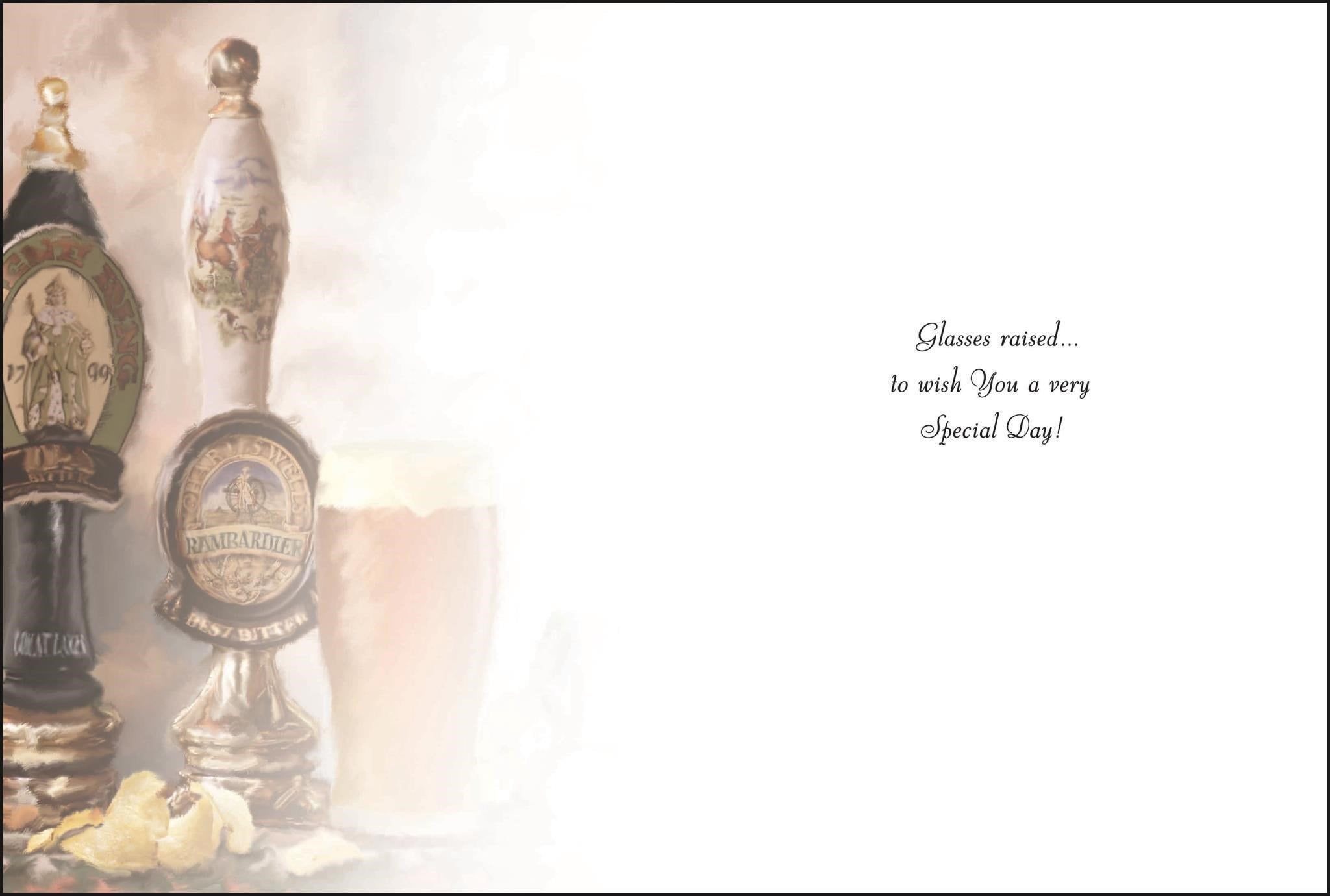 Inside of Open Male Birthday Beer Greetings Card