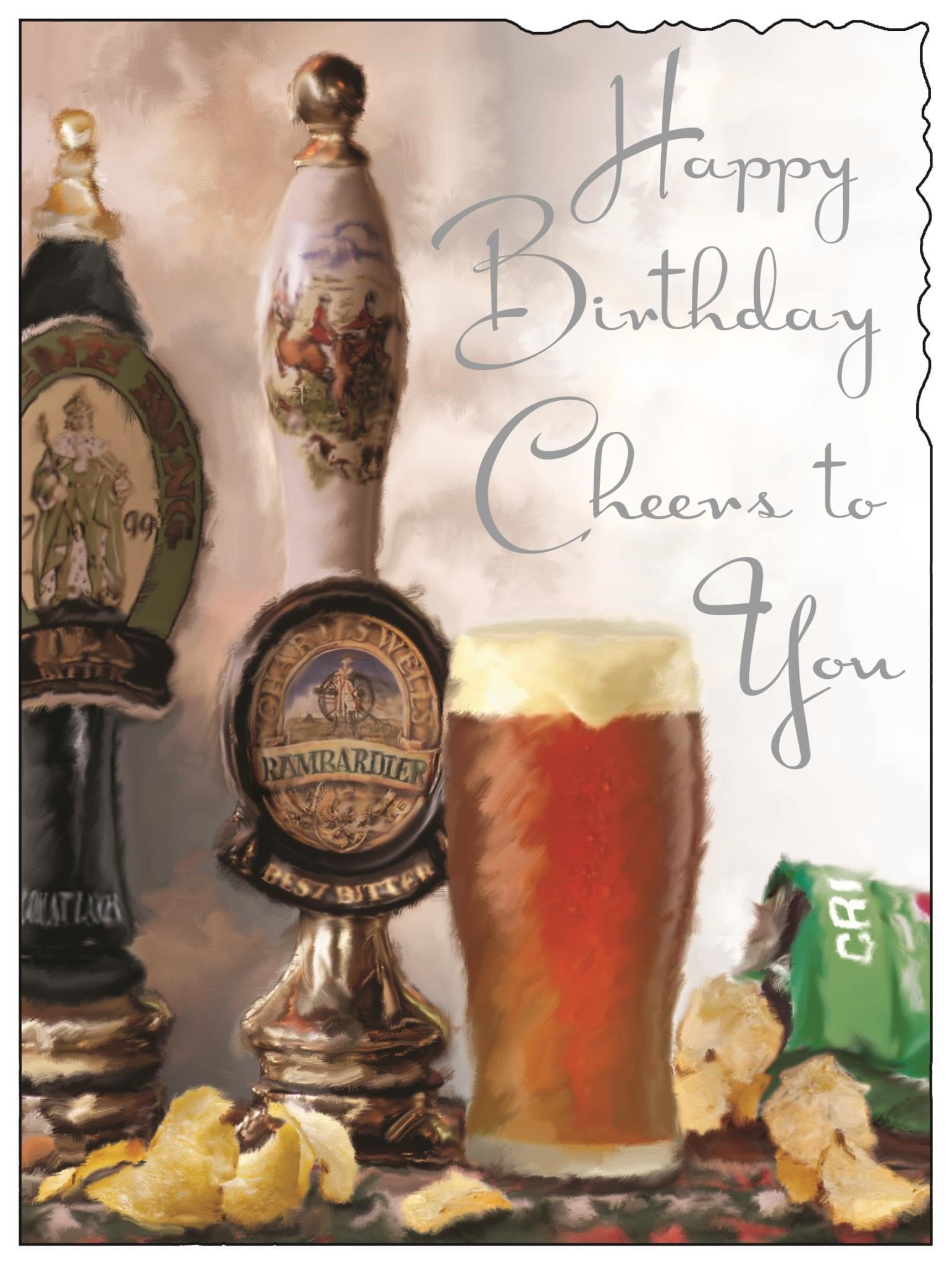 Front of Open Male Birthday Beer Greetings Card