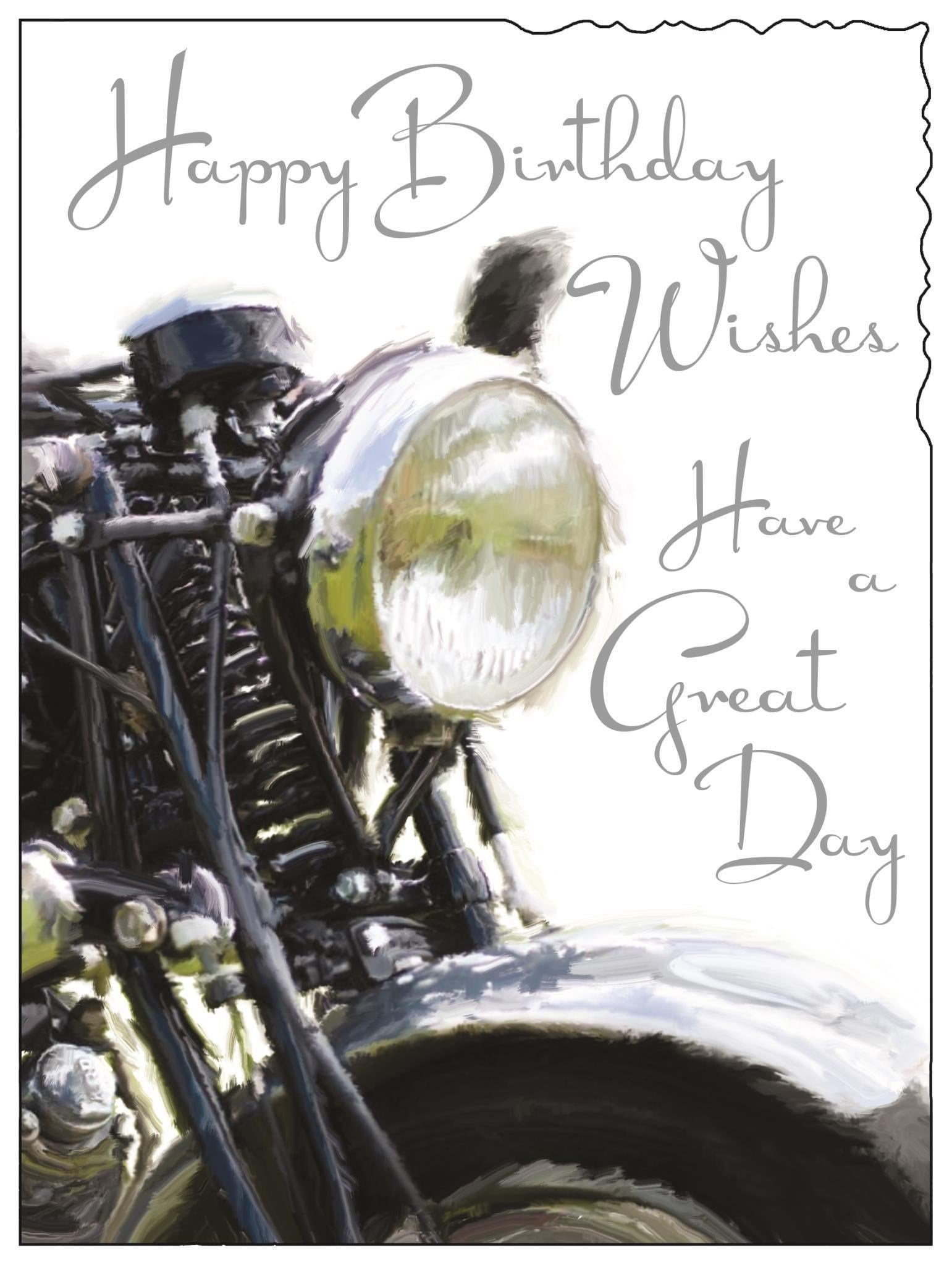Front of Open Male Birthday Motorbike Greetings Card
