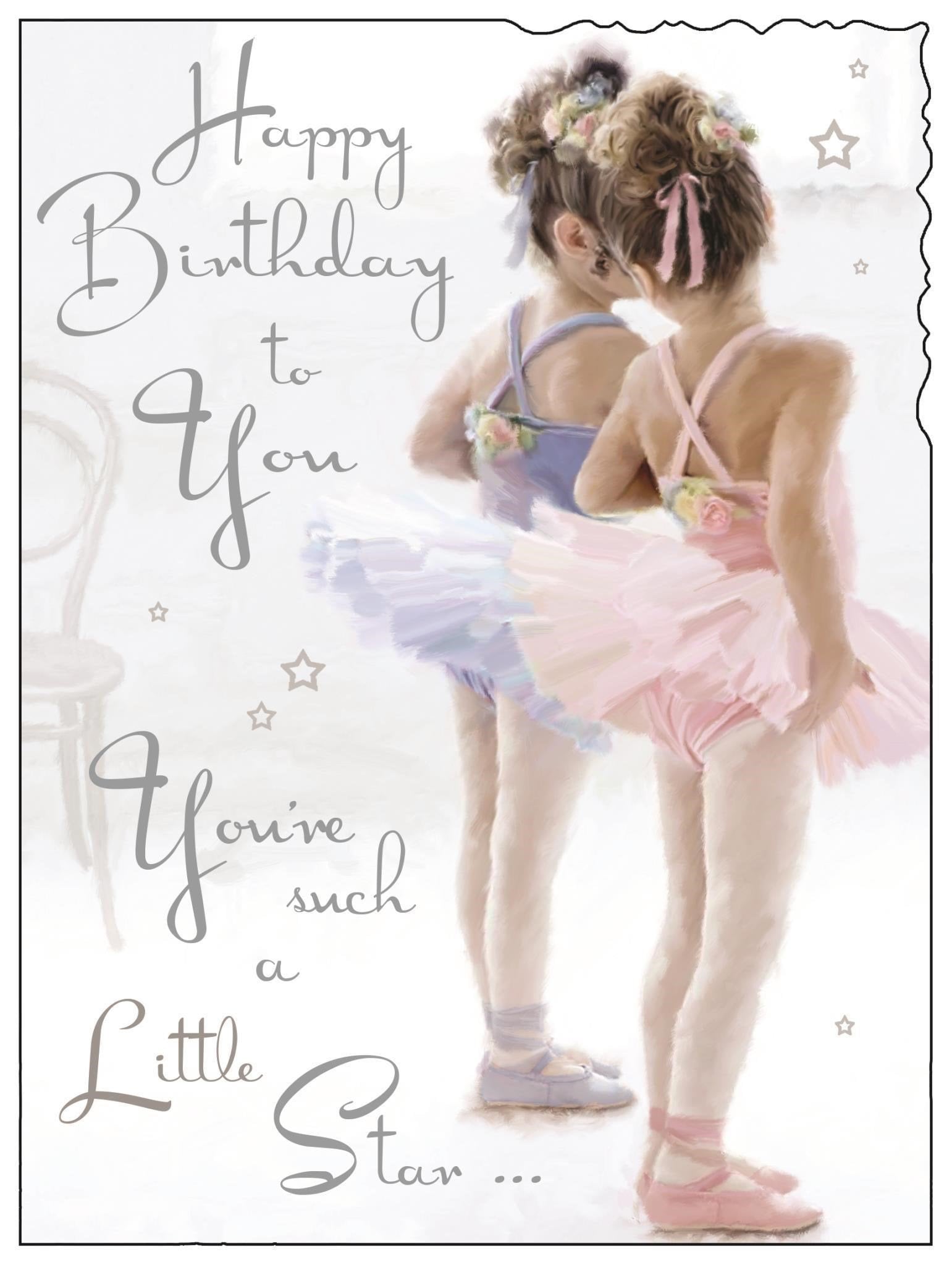 Front of Open Female Birthday Ballet Greetings Card
