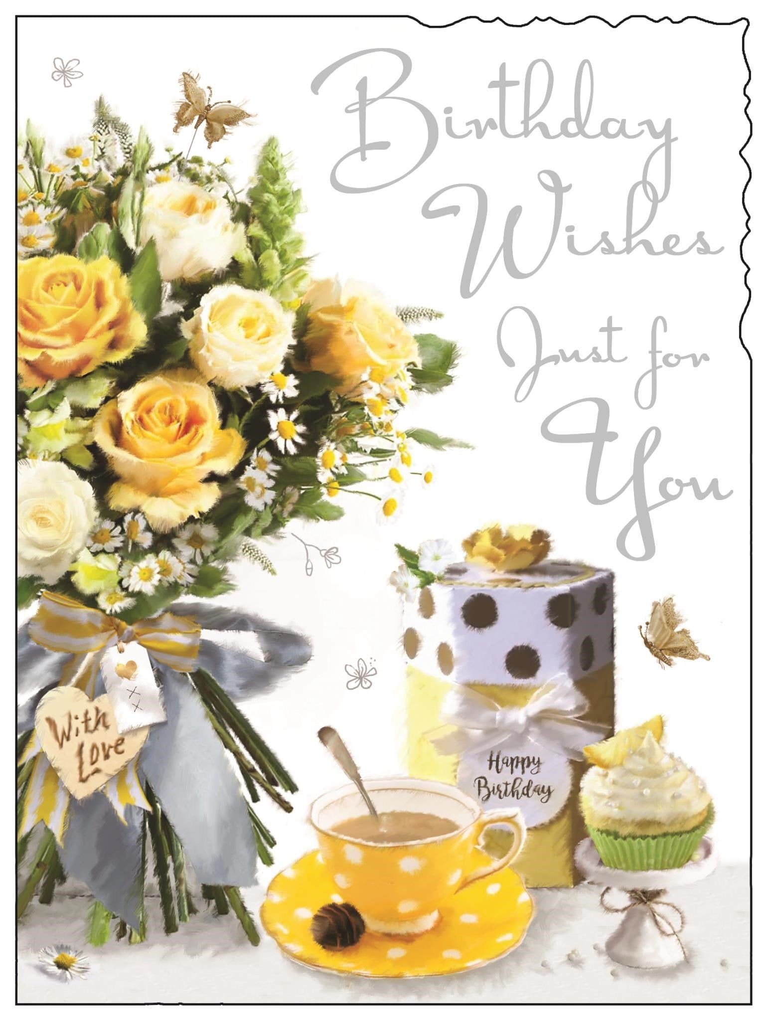 Front of Open Female Birthday Spotty Teacup Greetings Card