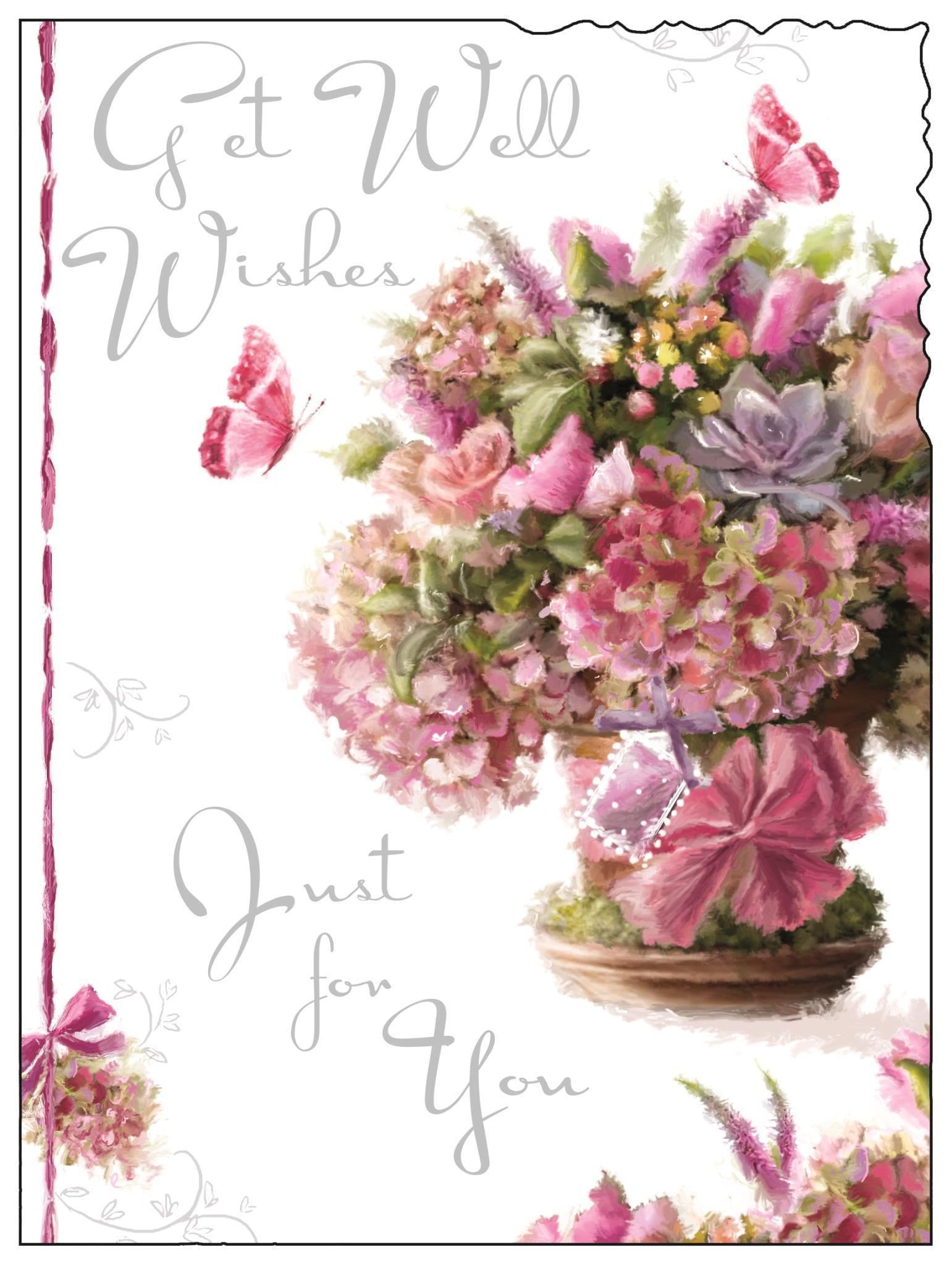 Front of Get Well Wishes Bouquet Greetings Card