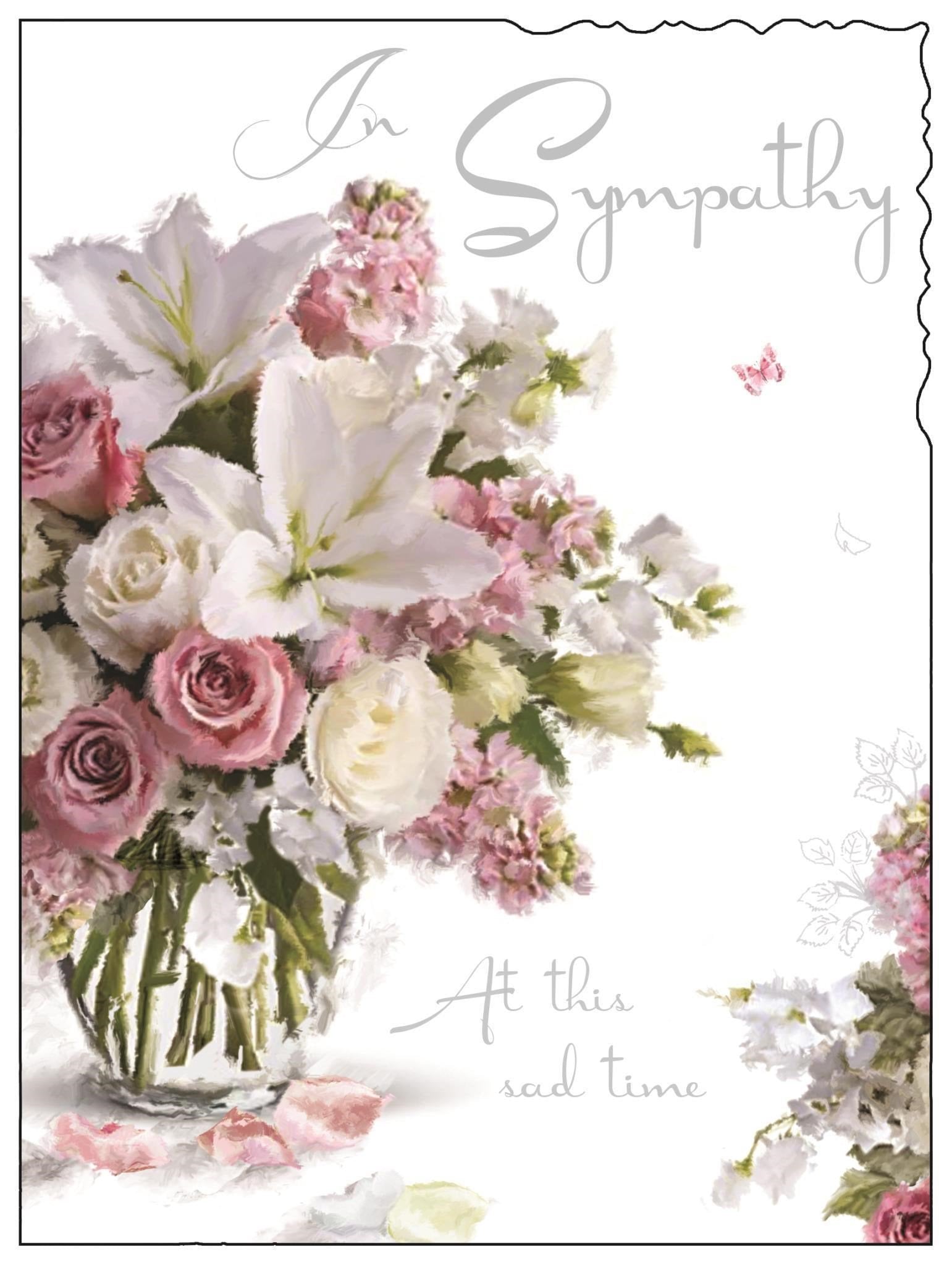 Front of In Sympathy Vase Flowers Greetings Card