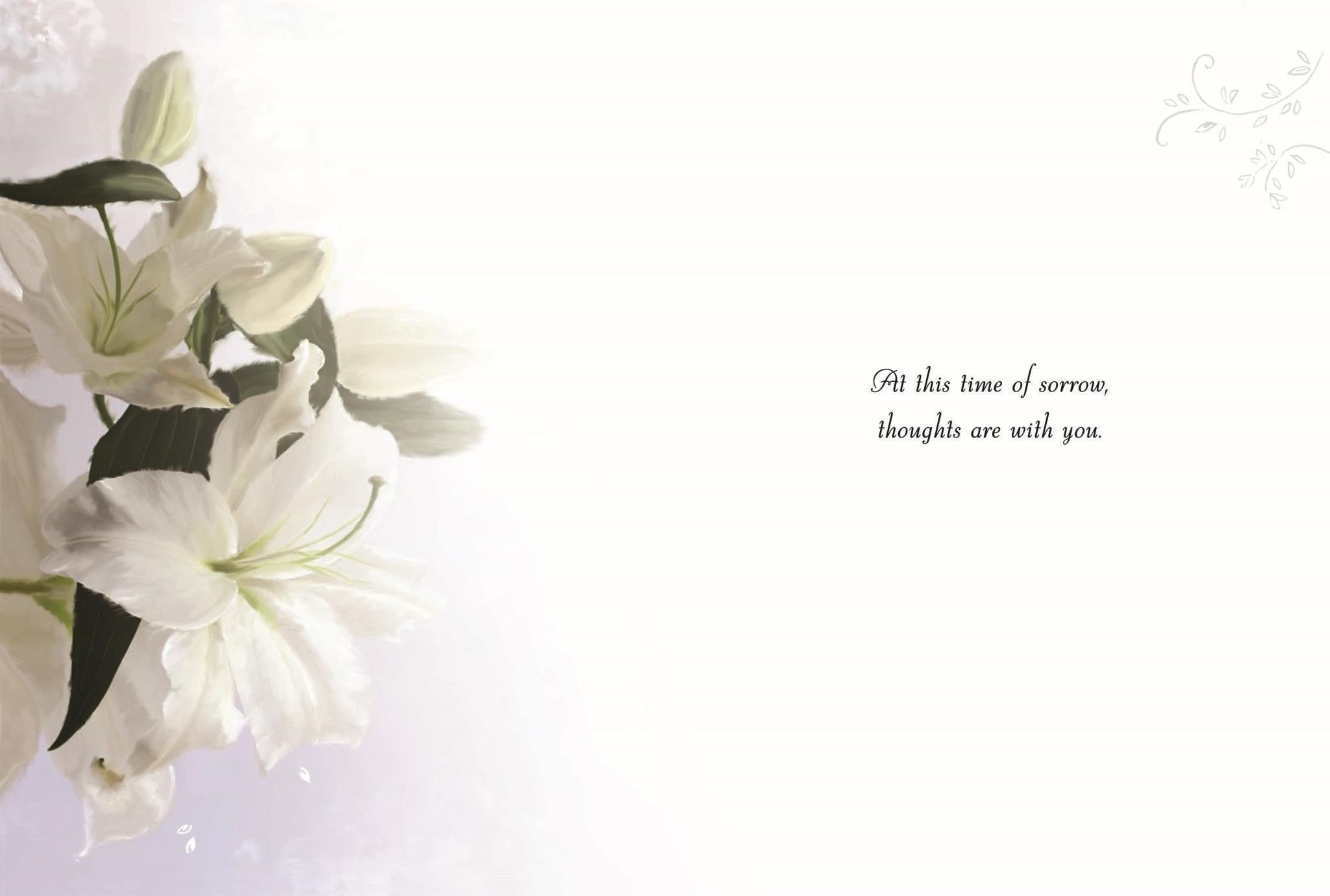 Inside of Loss of Wife Oriental Lily Greetings Card